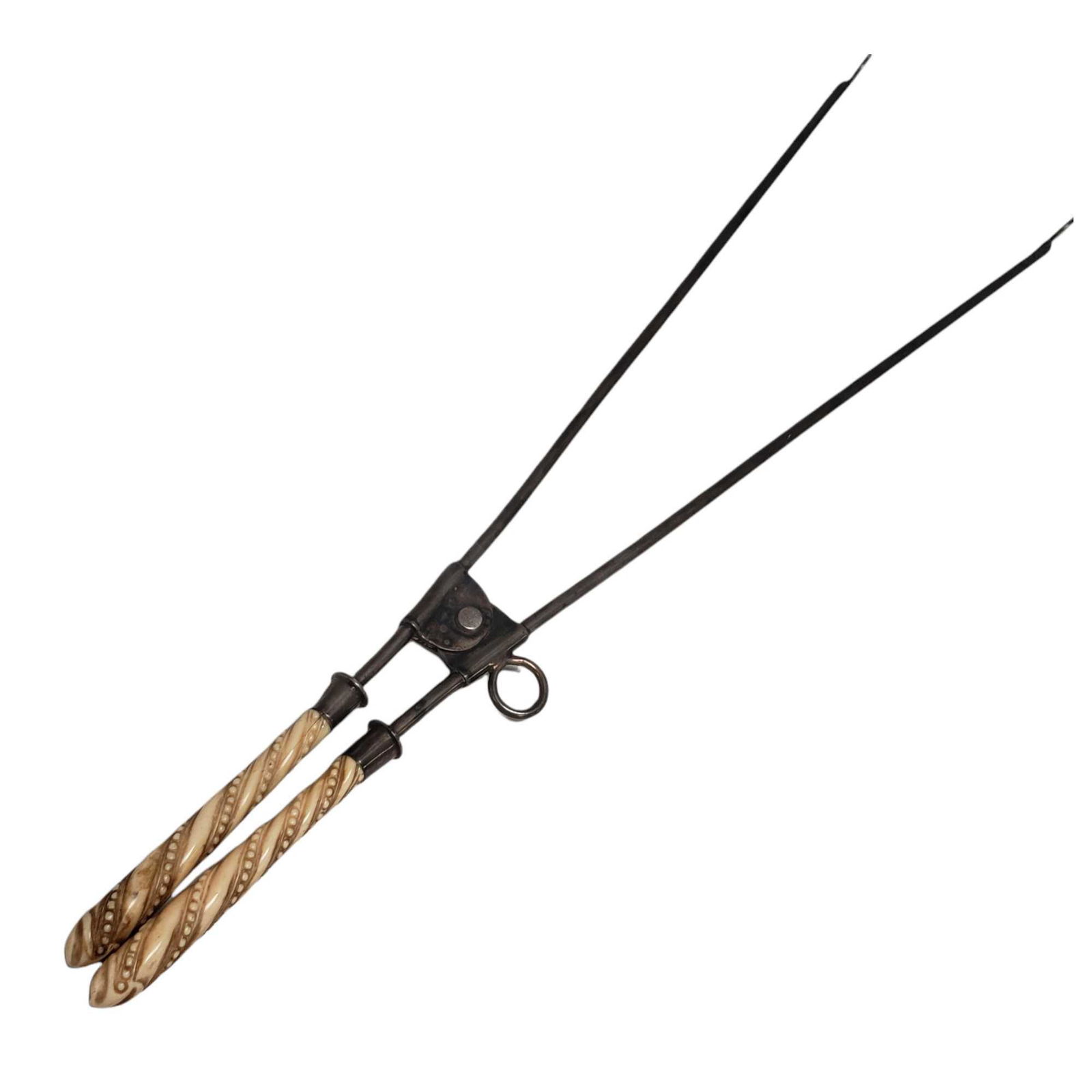19th Century Coal Tongs with Carved Handles (1 of 6)