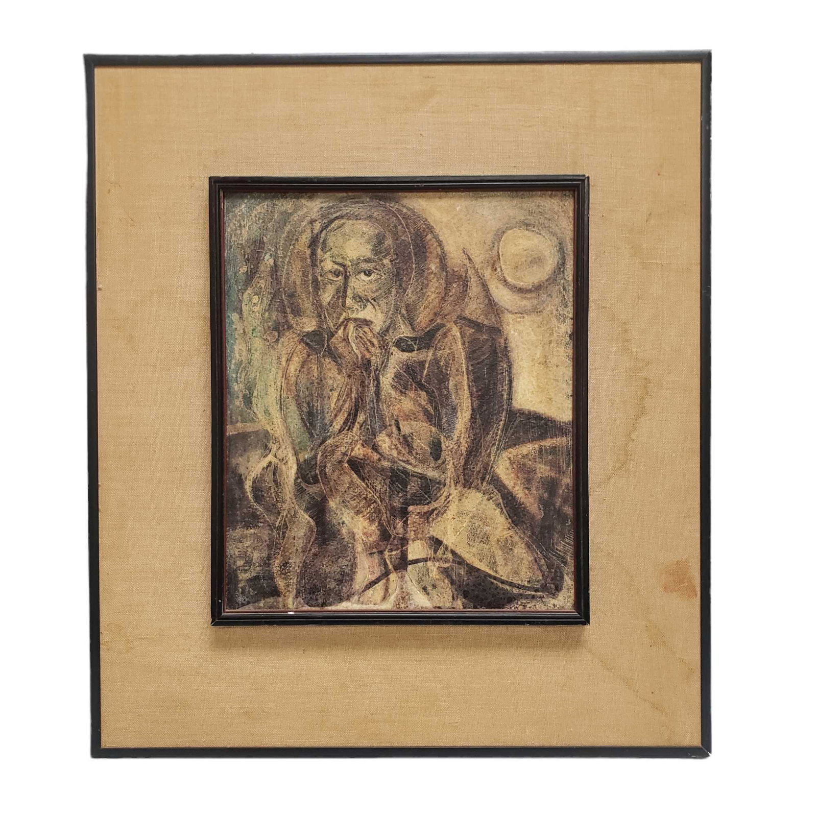 A SOULS DARK NIGHT Painting: Painting from Ohio artist Harry Paul Corbissero titiled A Souls Dark Night. Measuring approx 20" tall x 17.5" wide including the frame. See photos for details.