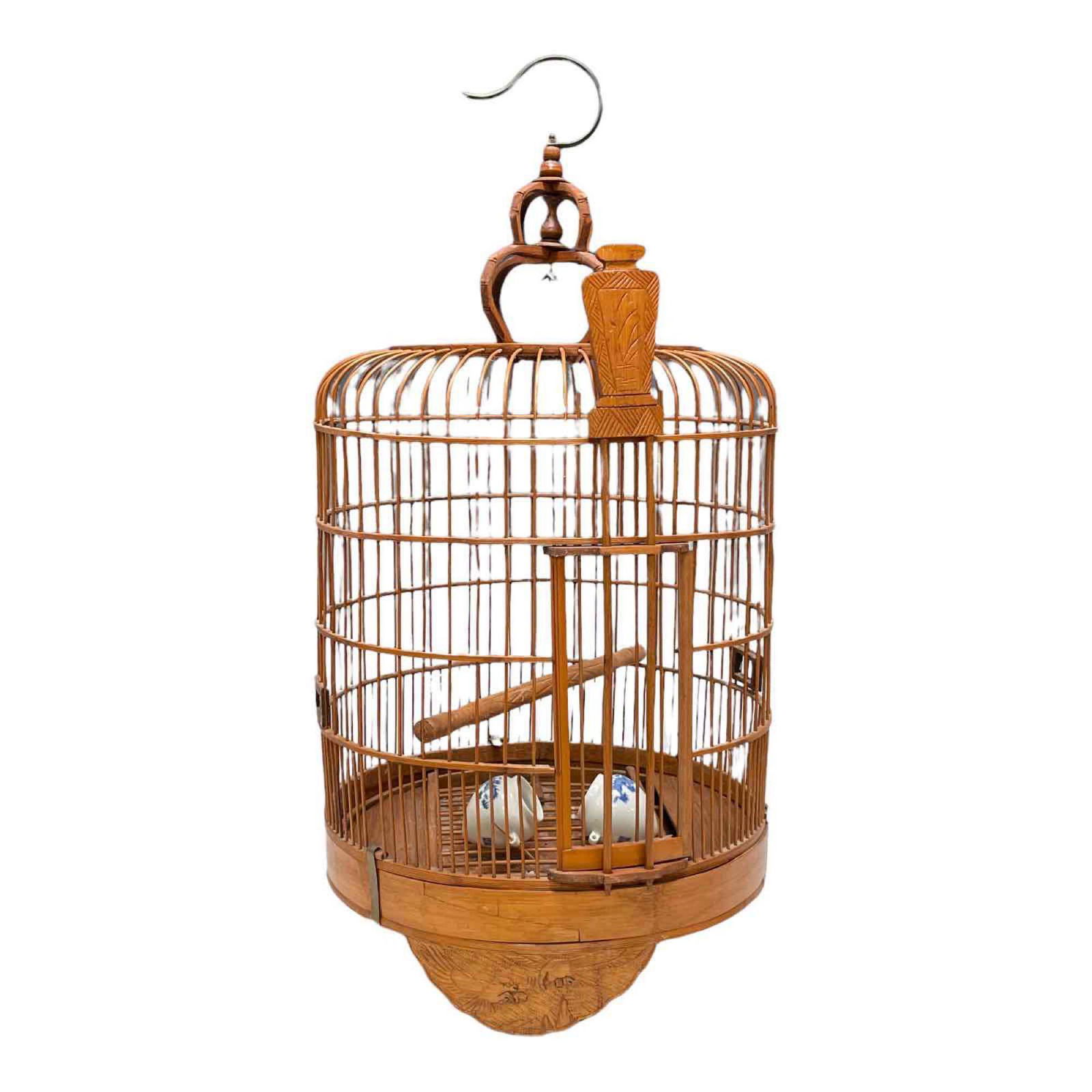 Folk Art Carved Wood Hanging Bird Cage (1 of 20)