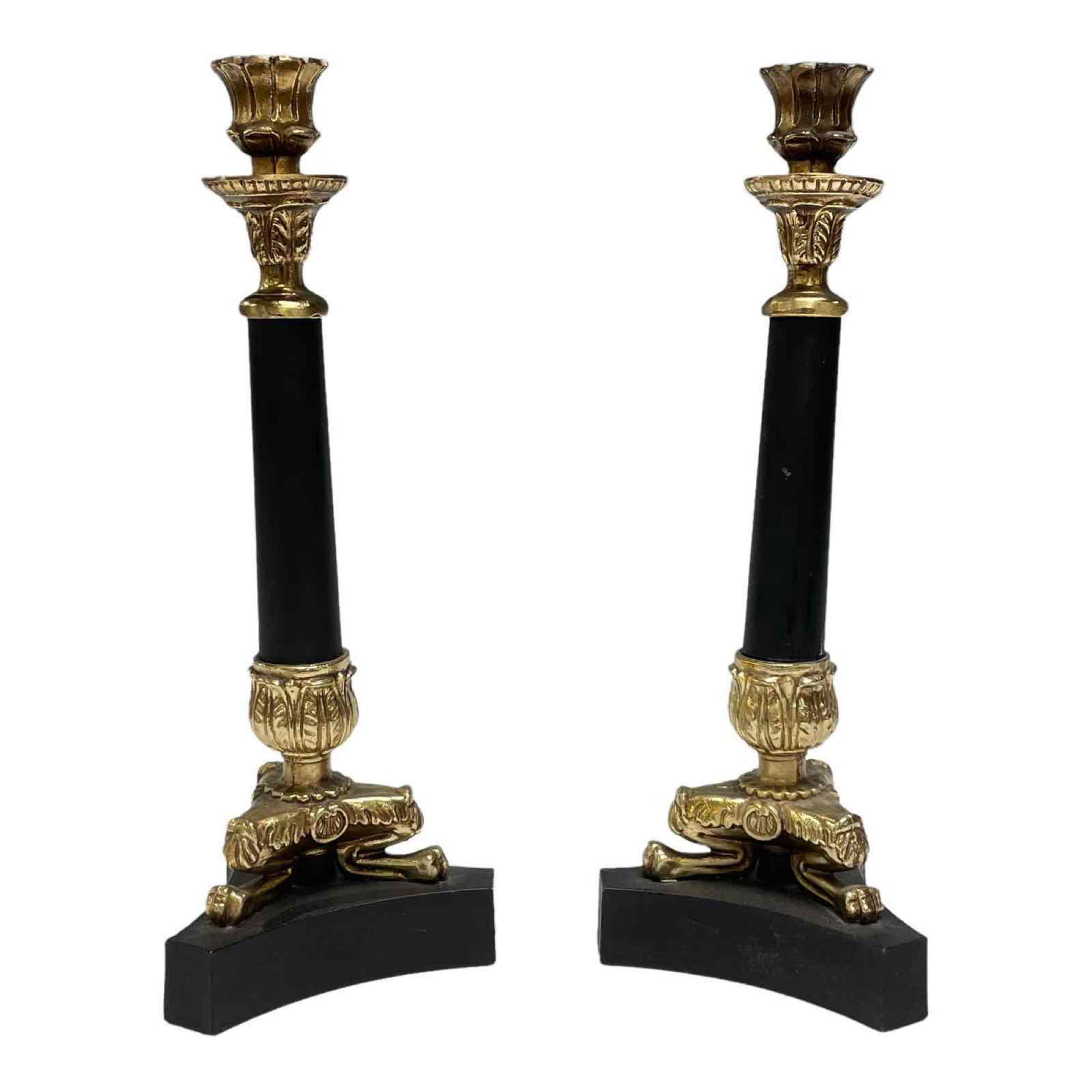 French Empire Style Gold and Black Candlesticks (2) (1 of 15)