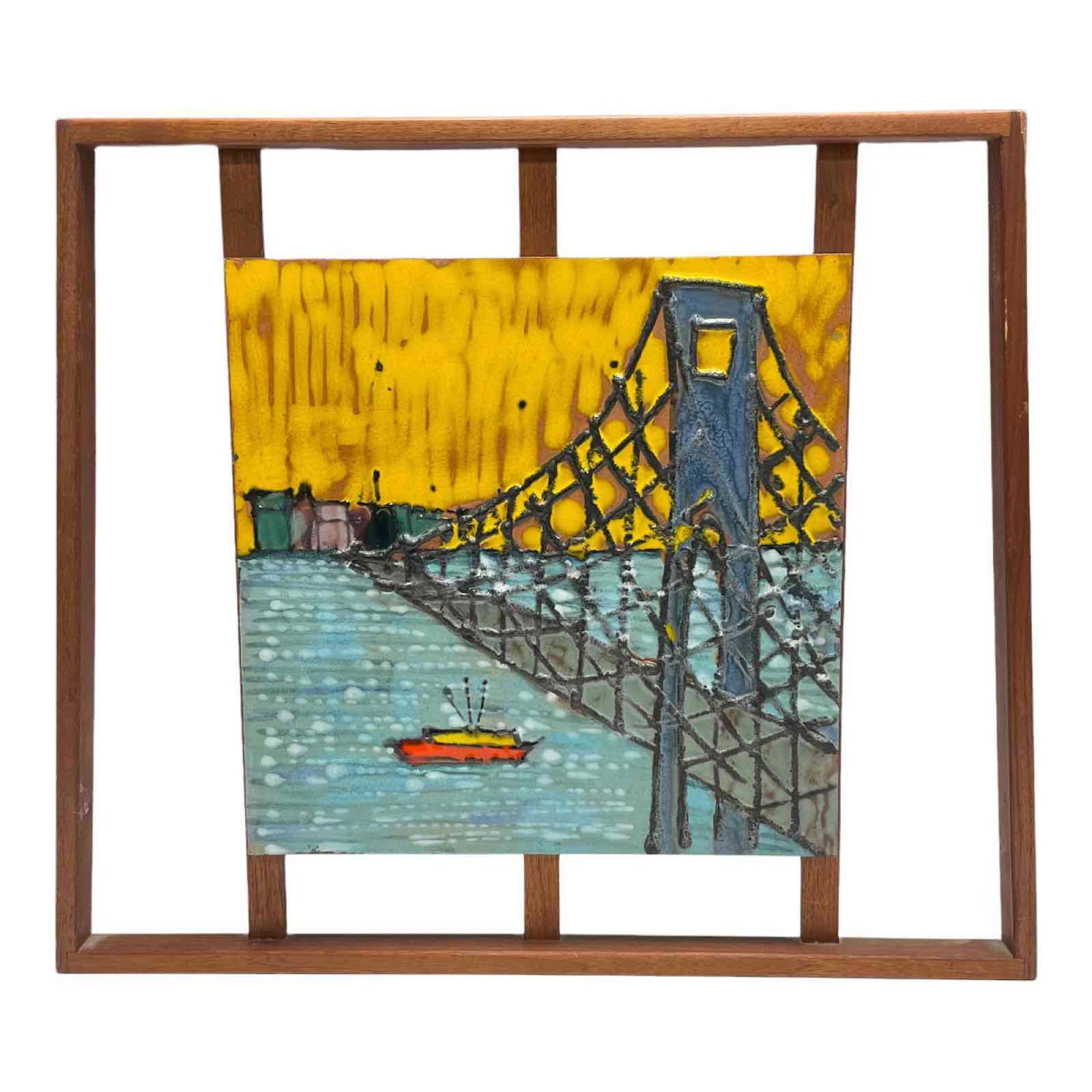 MCM Modernist Ceramic Tile Wall Art on Wood (1 of 11)