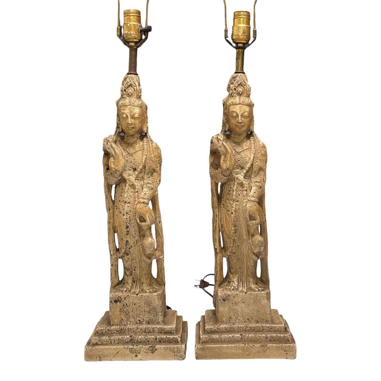 Pair of Asian Goddess Figural Table Lamps (1 of 20)