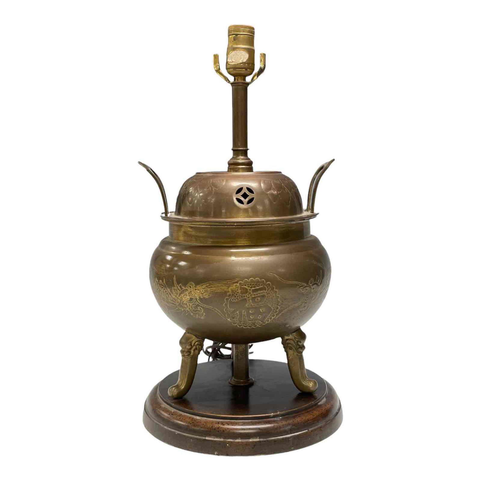 Mid 20th Century Brass Censer Dragon Lamp (1 of 20)
