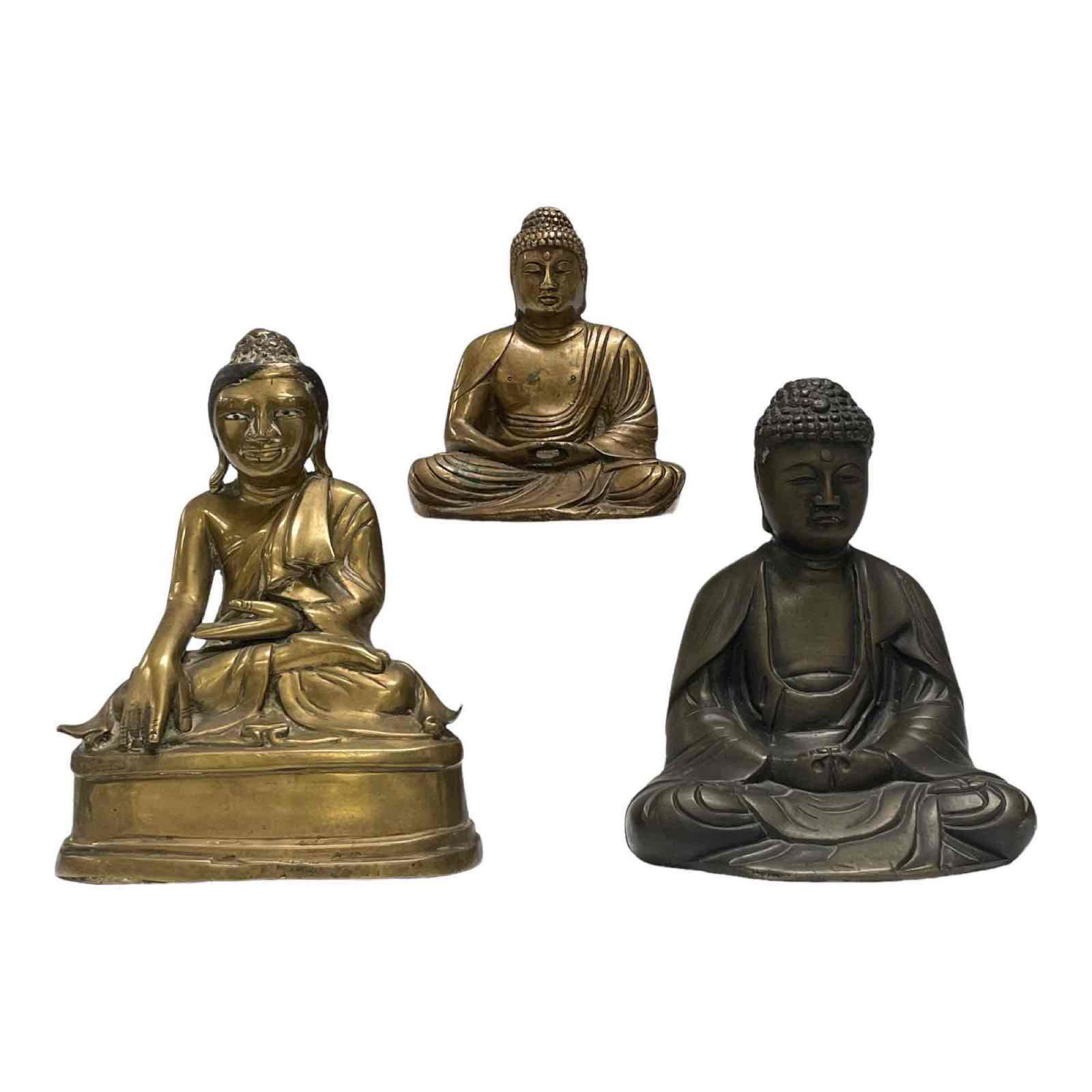 Three Brass and Bronze Buddha Statues (3) (1 of 18)