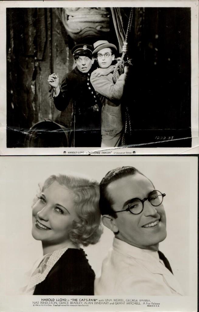 WELCOME DANGER - THE CAT'S PAW - ORIGINAL STILLS: 8x10, 1929-1934, U.S., Paramount, Fox, comedy Harold Lloyd, Barbara Kent, Noah Young, Charles Middleton, Una Merkel, Grace Bradley, George Barbier, Vince Barnett B condition Quantity: 13