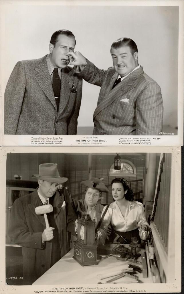 TIME OF THEIR LIVES, THE - ORIGINAL STILLS: 8x10, 1946, U.S., Universal, comedy Abbott and Costello, Marjorie Reynolds, Binnie Barnes, Gale Sondergaard, Anne Gillis B to B+ condition Quantity: 26