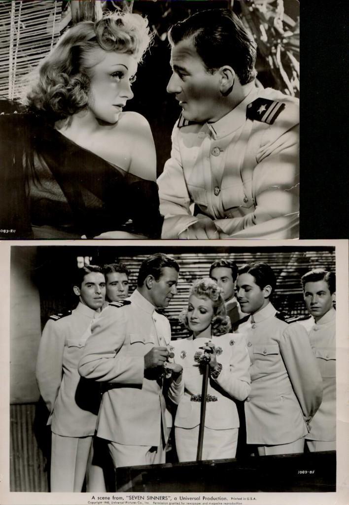 SEVEN SINNERS - ORIGINAL STILLS: 8x10, 1940, U.S., Universal Marlene Dietrich, John Wayne, Broderick Crawford B to B+ condition Quantity: 30