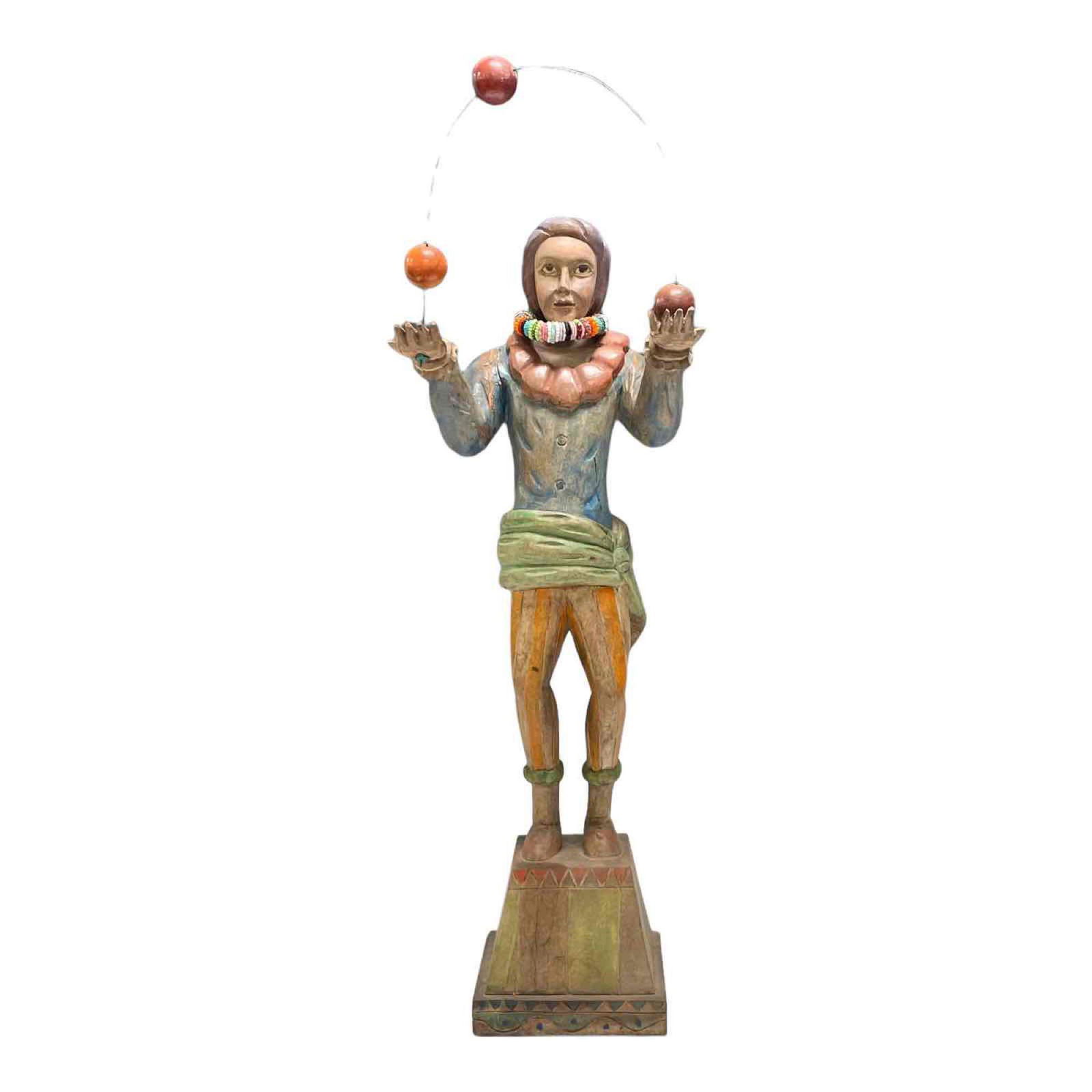French Art Deco Juggling Jester Wood Statue (1 of 20)