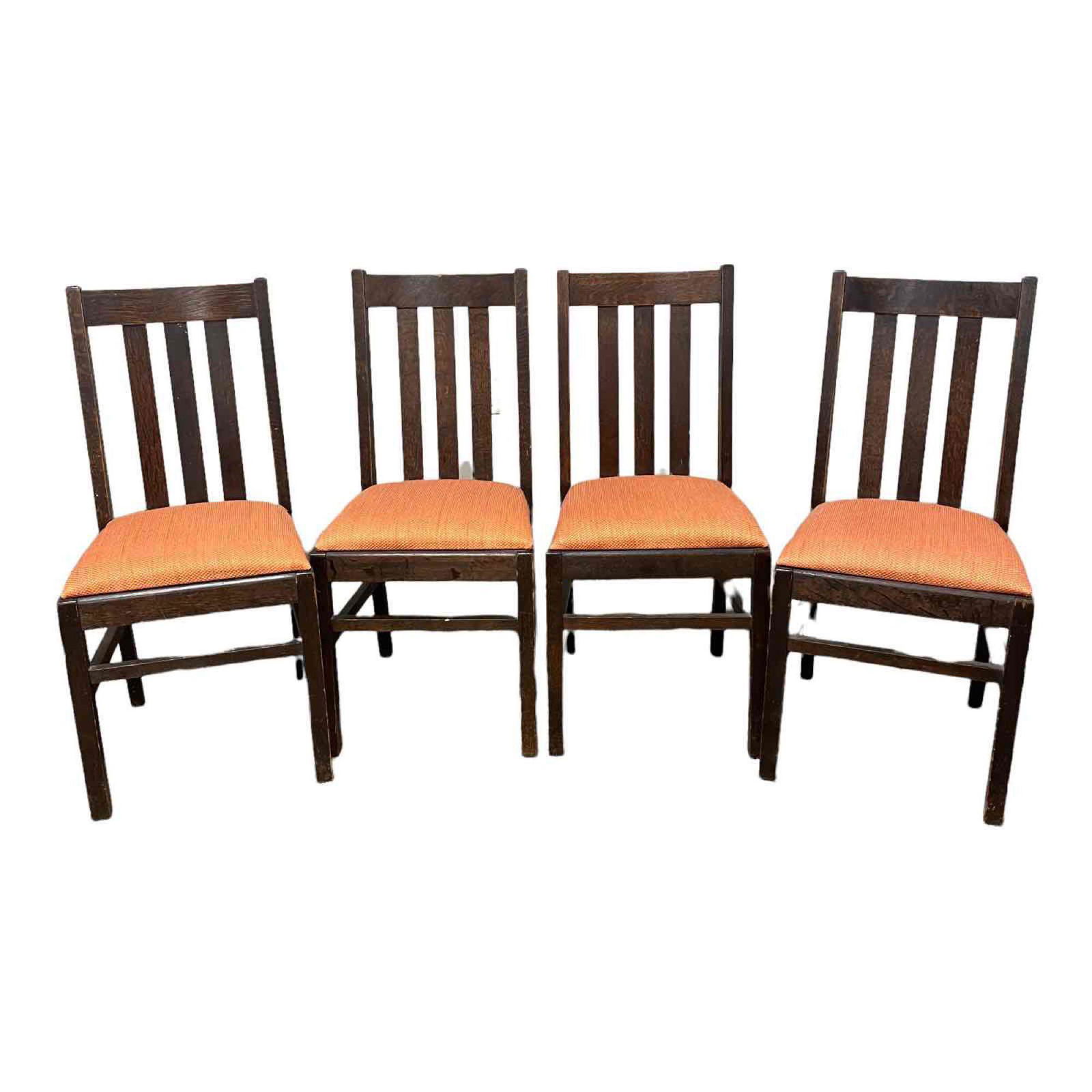 Set of Four (4) American Oak Arts and Crafts Slat Back Chairs (1 of 20)