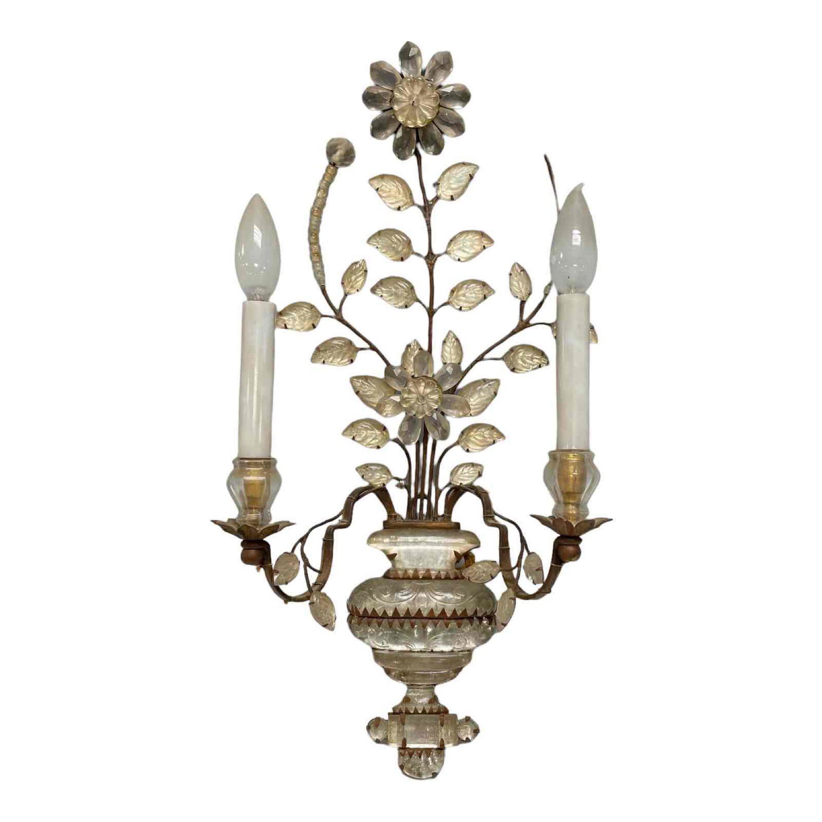 Attr. Maison Bagues Floral Motif Chrystal Wall Sconce (1 of 16)