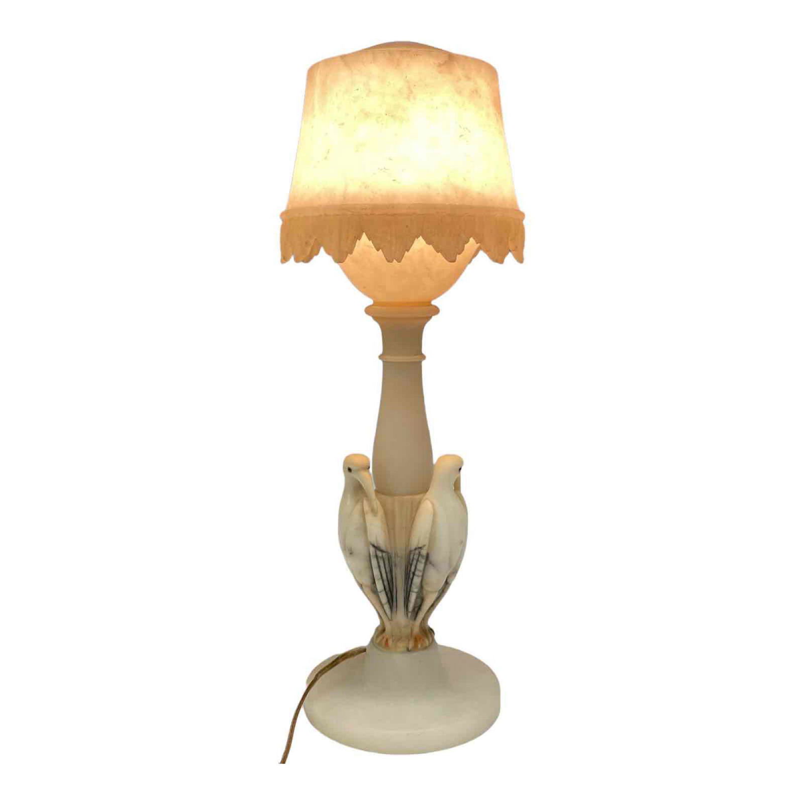 Fine Carved Art Deco Carve Marble and Onyx Lamp (1 of 20)