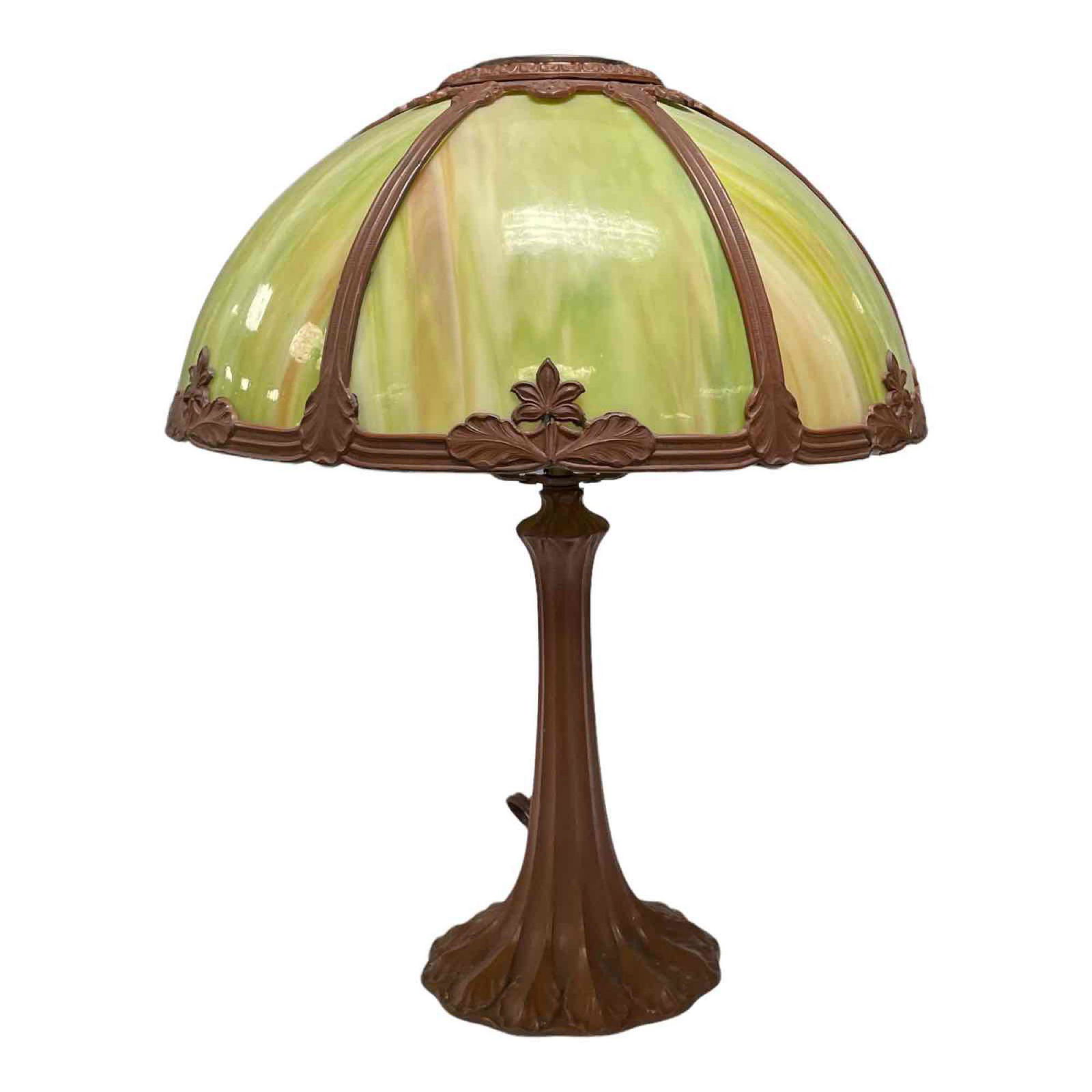 Miller Lamp co. Six Panel Slag Glass Lamp (1 of 15)
