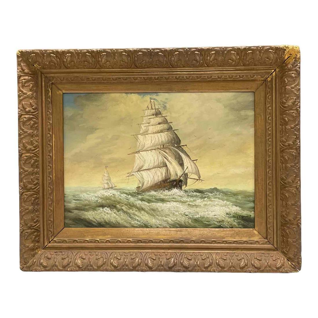 Maritime Schooner Ship Painting by JJ BOND (1 of 18)