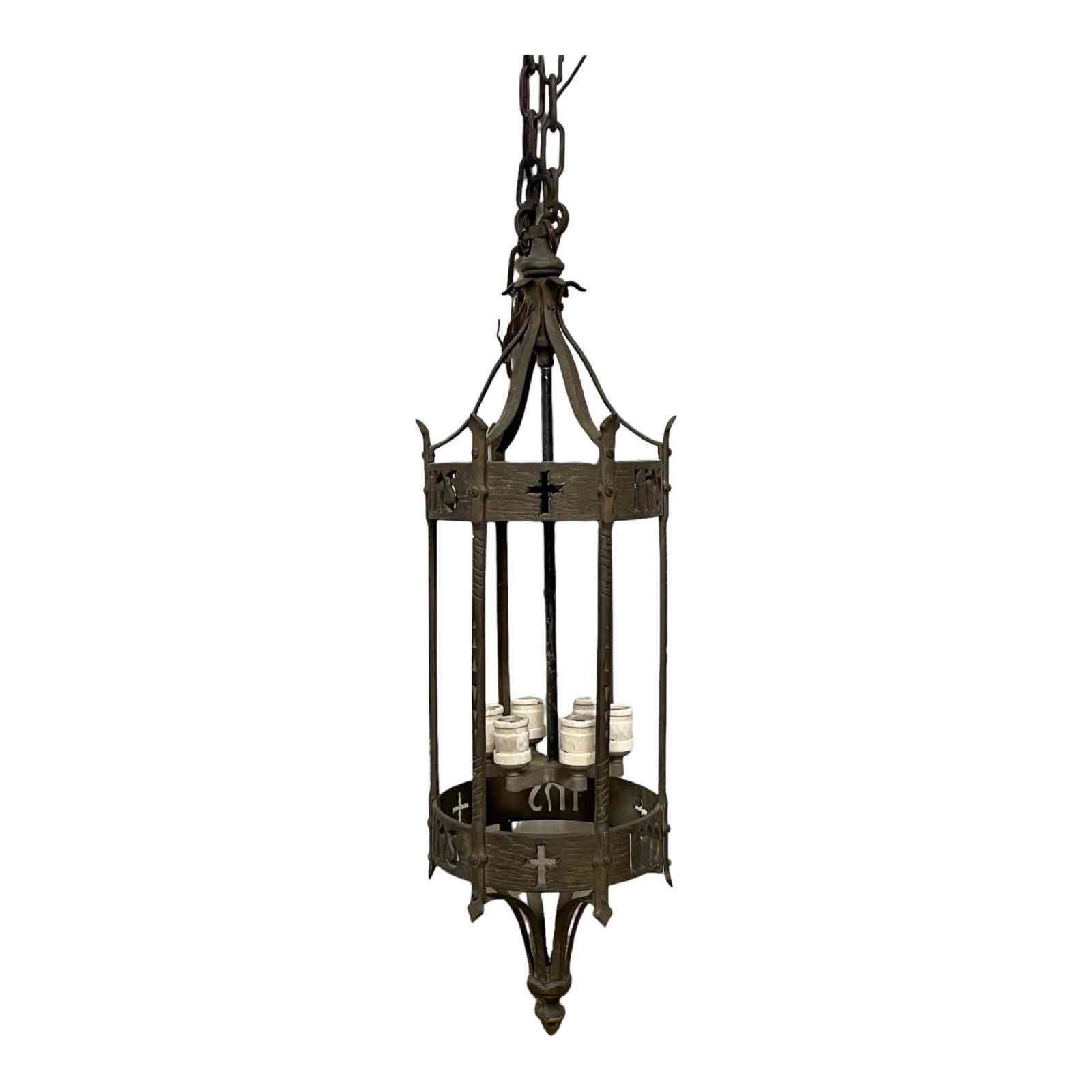 Large Wrought Iron Church Cathedral Hanging Light (1 of 20)