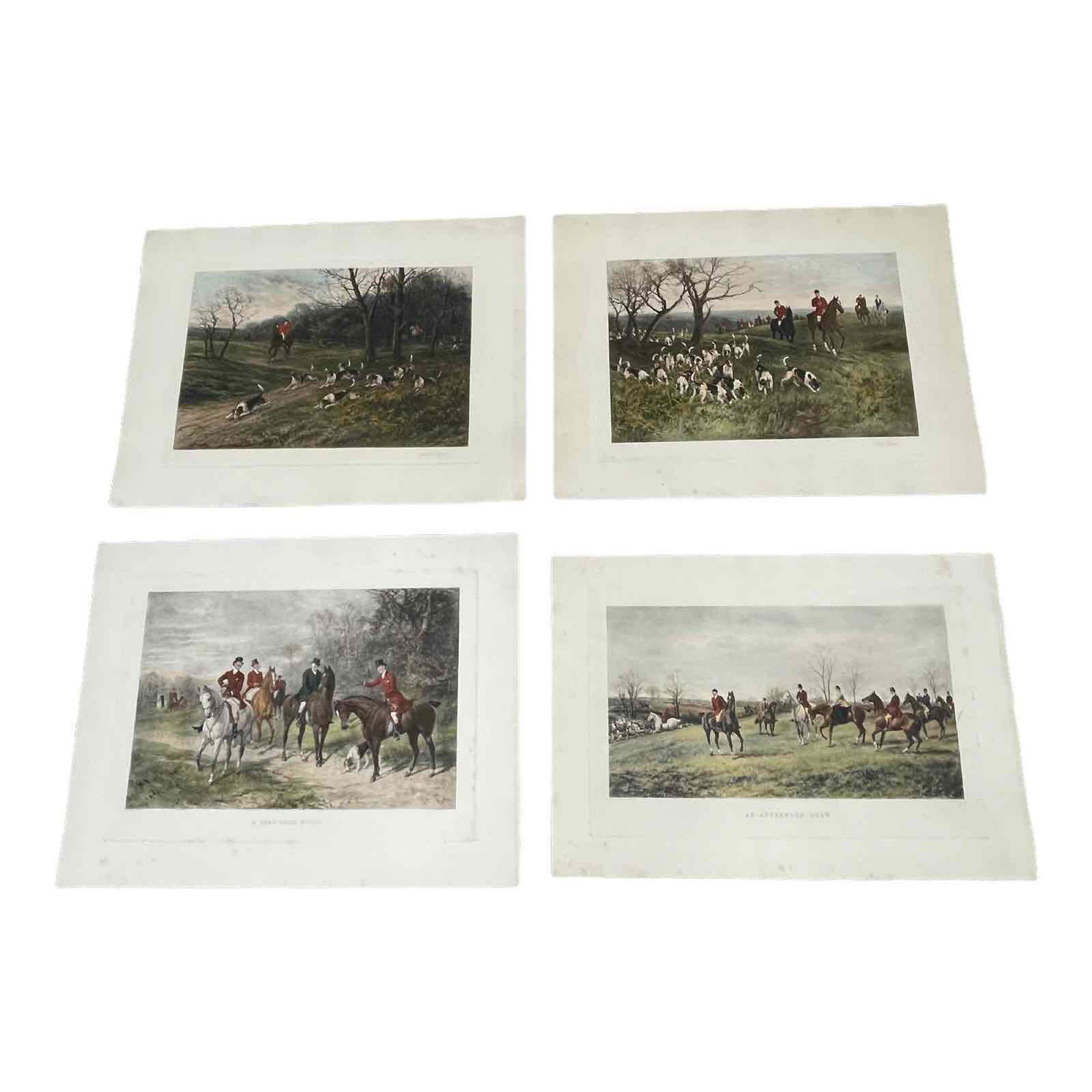 Four Colored Hunt Scene Engravings after Heywood Hardy (1 of 20)