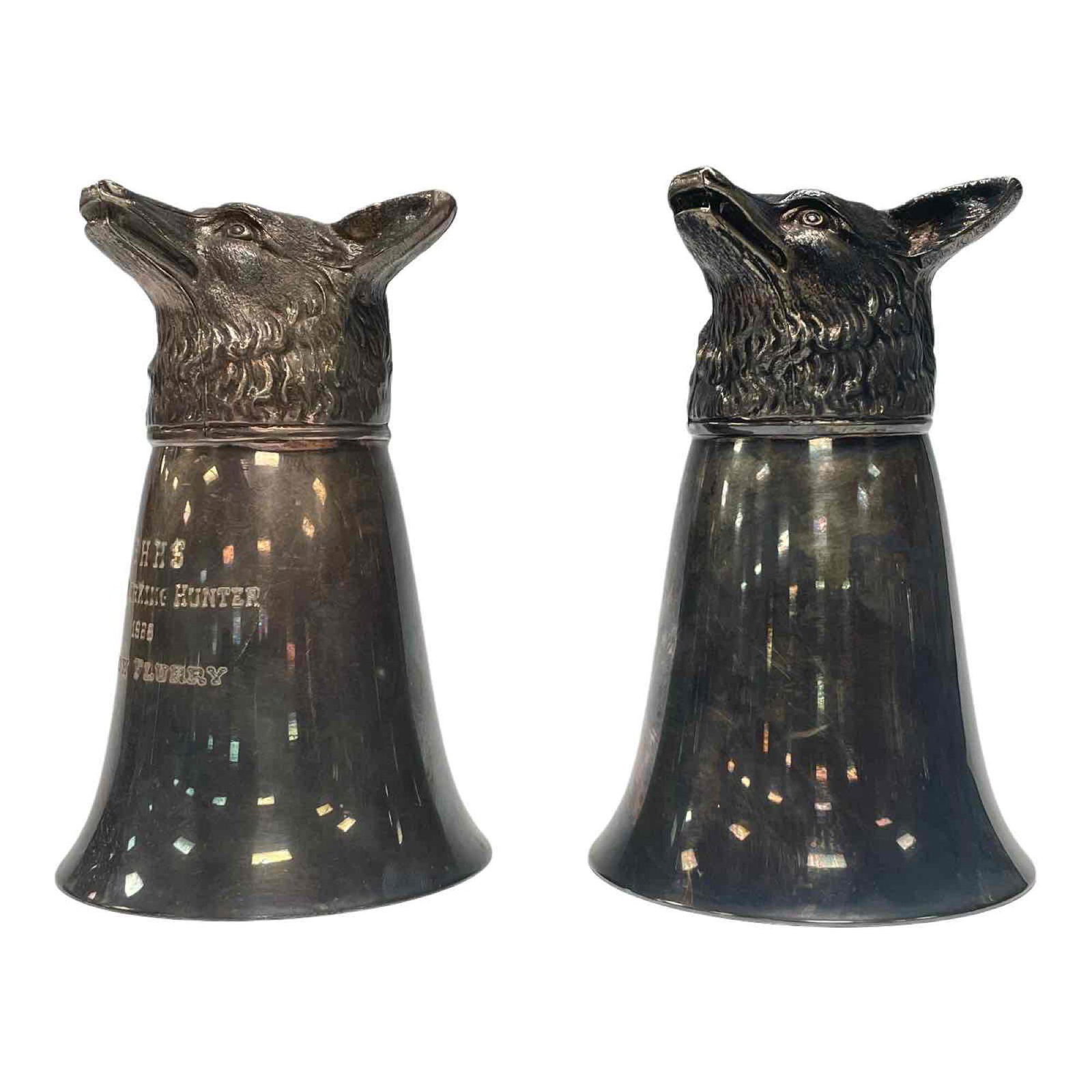 Two Silver Plated Fox Trophy Stirrup Cups (1 of 10)