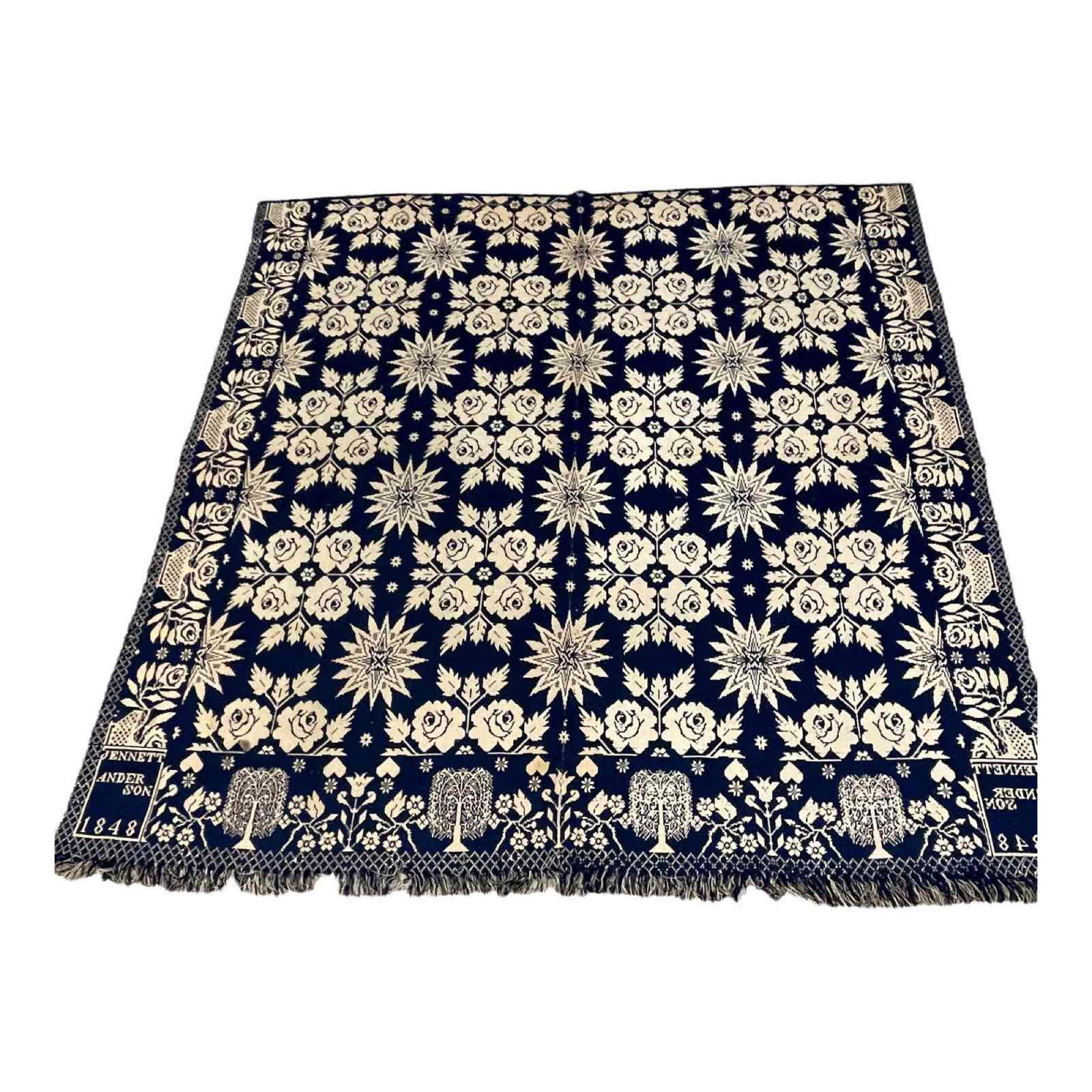 Dated 1848 PA - Early Blue and White Coverlet (1 of 15)