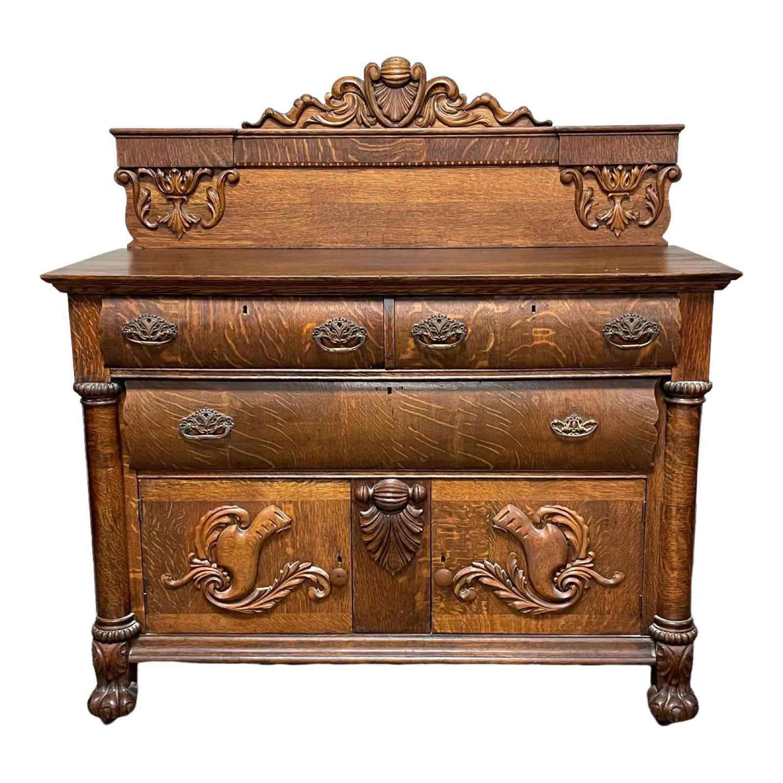 Carved American Oak Sideboard / Buffet (1 of 20)