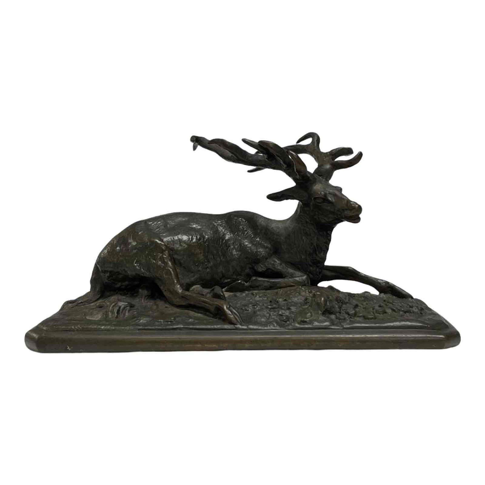 Christopher Fratin Laying Stag or Elk  Bronze Sculpture (1 of 20)