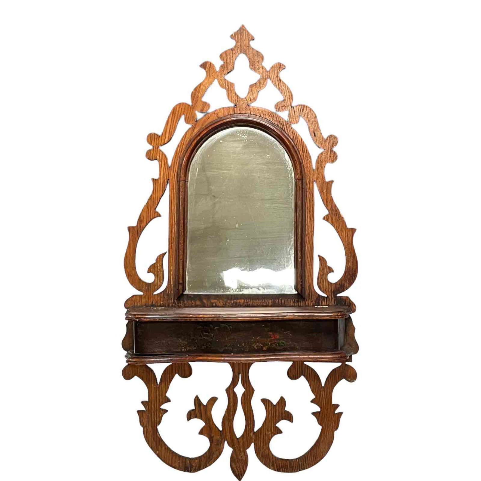 American Country Victorian Vanity Mirror w Brush Box (1 of 16)