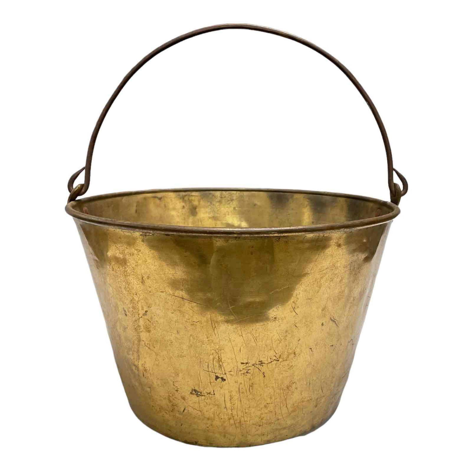 Primitive Hammered Brass Farmhouse Handled Bucket (1 of 18)