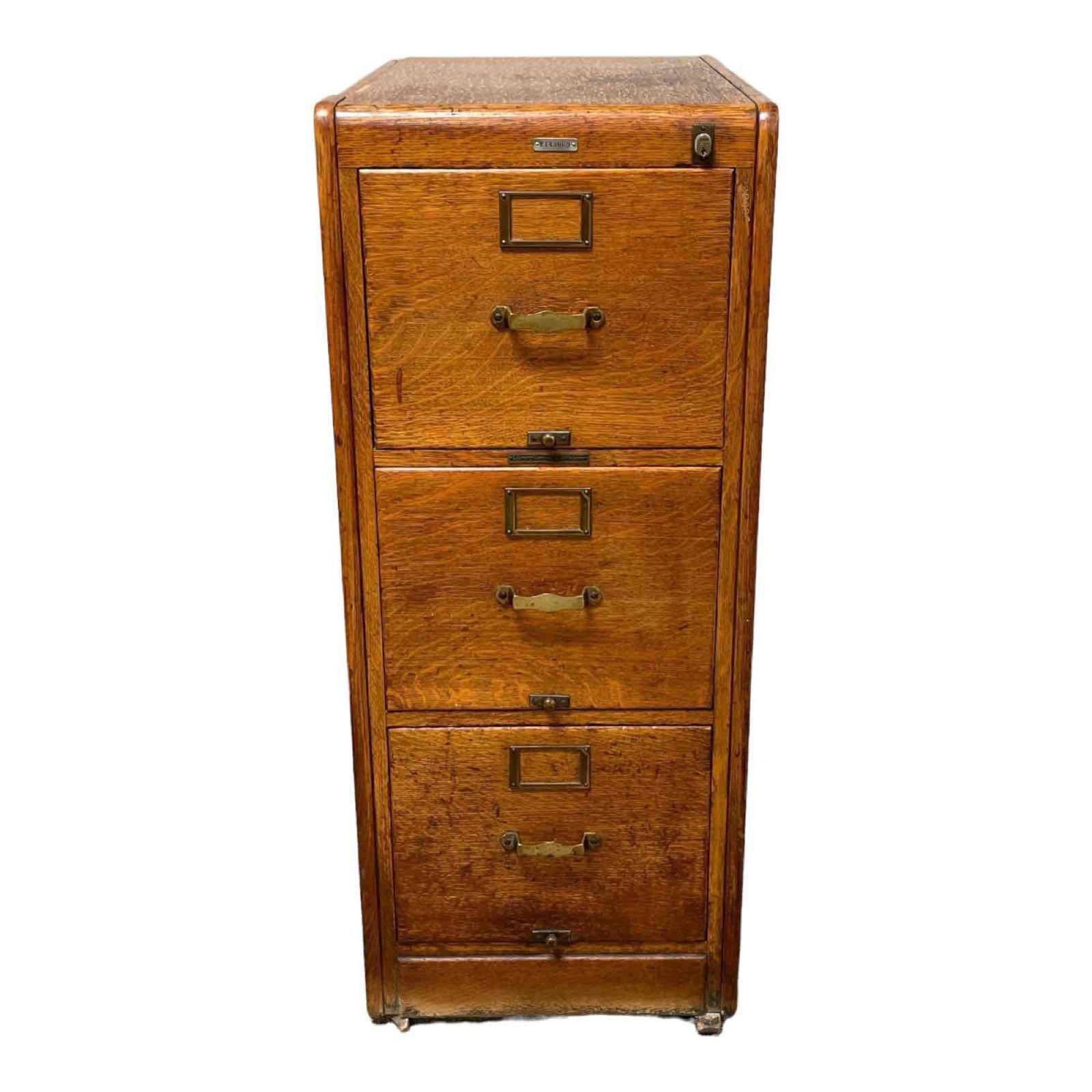 1920's Three Drawer Library Bureau Sole Maker File Cabinet (1 of 13)