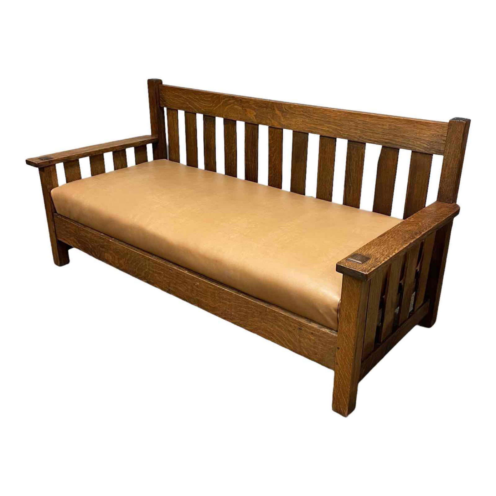 American Arts and Crafts Oak Slat Back Settle Sofa (1 of 20)