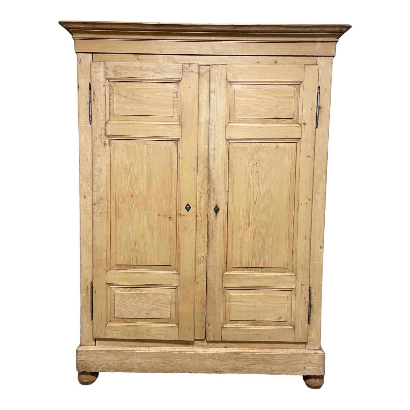 19th C. Country Natural Yellow Pine Knockdown Wardrobe (1 of 13)
