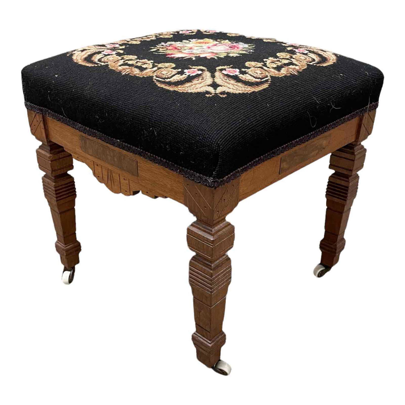 19th Century Needlepoint Footstool (1 of 14)