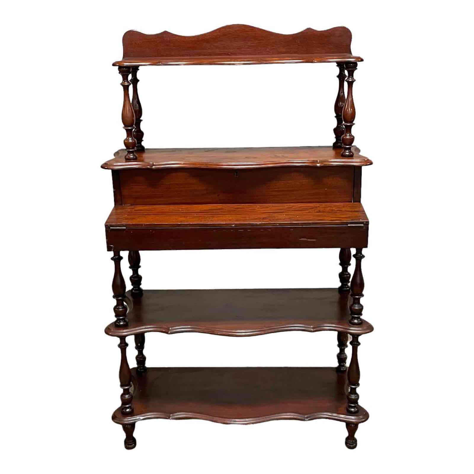 19th Century Carved Mahogany Etagere Desk - Book Shelf (1 of 18)