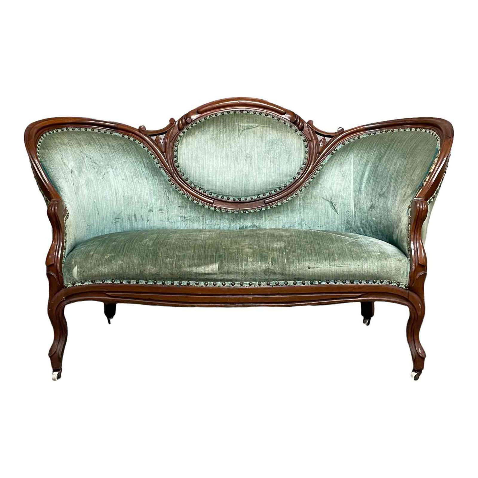 19th century American Victorian Parlor Settee (1 of 16)