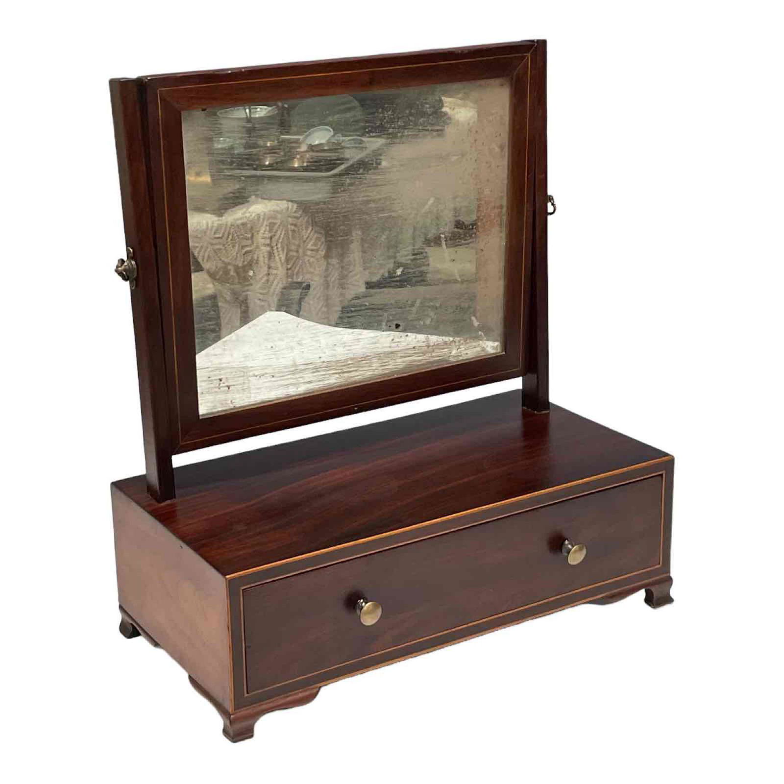 19th Century Mahogany Inlaid Shaving Mirror (1 of 19)