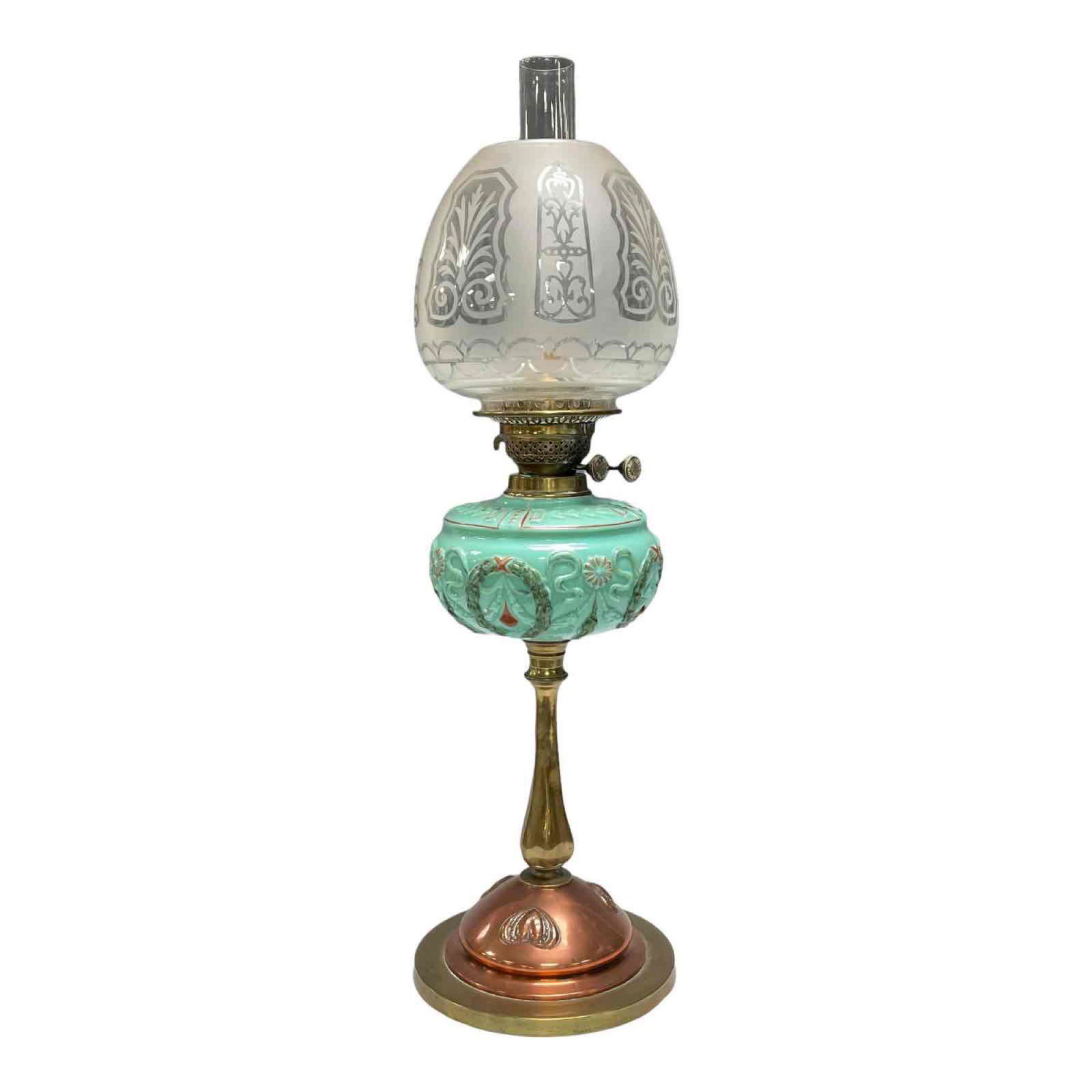 19th Century Antique English Kerosene Oil Lamp (1 of 17)