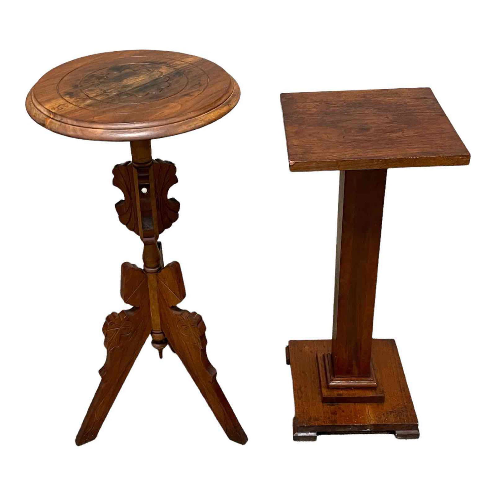 Carved 19th Century Walnut Fern Stand and Square Wood Pedestal (1 of 16)