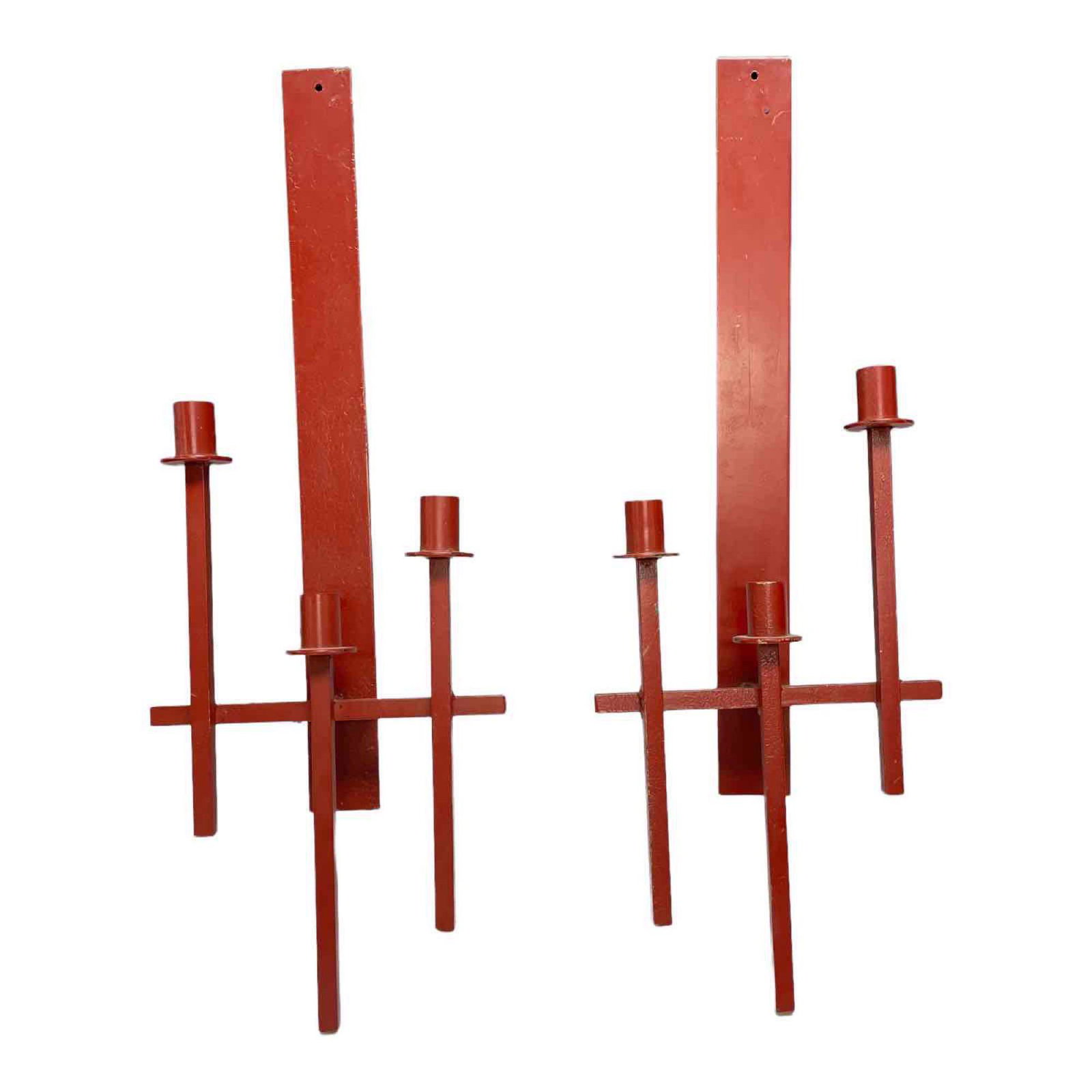 Pair of Van Keppel Red Iron Candle Sconces (1 of 14)