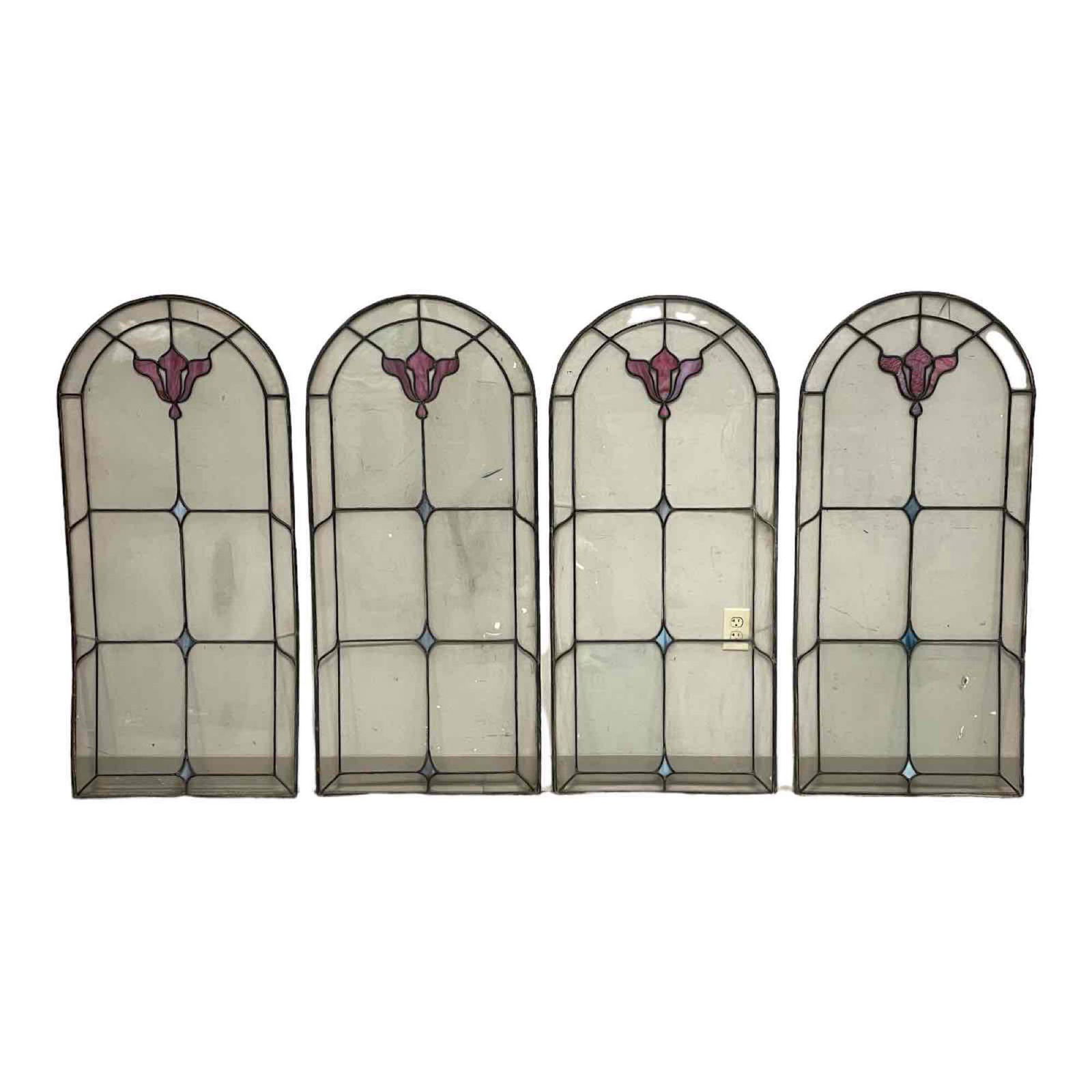 Four Arts and Crafts TULIP Leaded Glass Windows (1 of 20)
