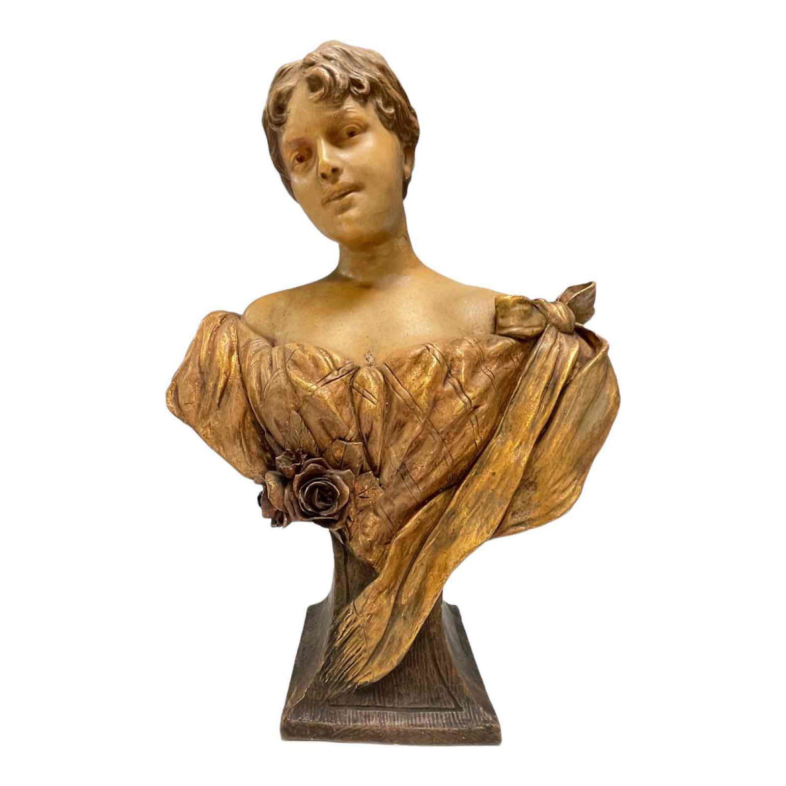 Friedrich Goldscheider Art Nouveau Pottery Bust (1 of 18)