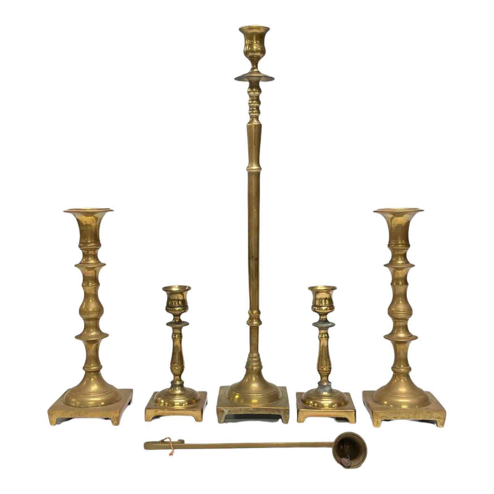 Group of Early English Brass Candlesticks (1 of 20)