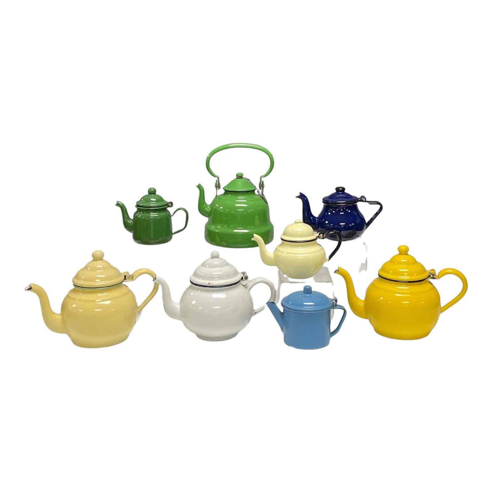 Group of Eight (8) Various Enamelware Teapots (1 of 17)