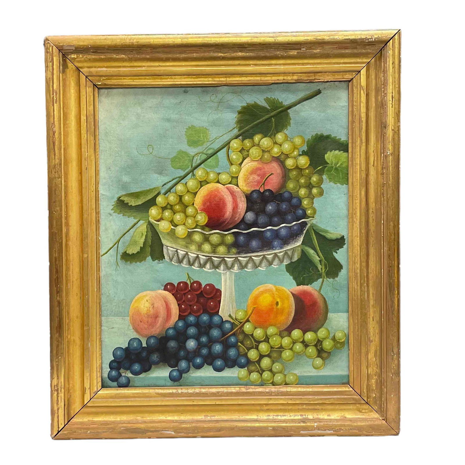 Fine American Folk Art Fruit Still Life Oil Painting on Canvas (1 of 12)