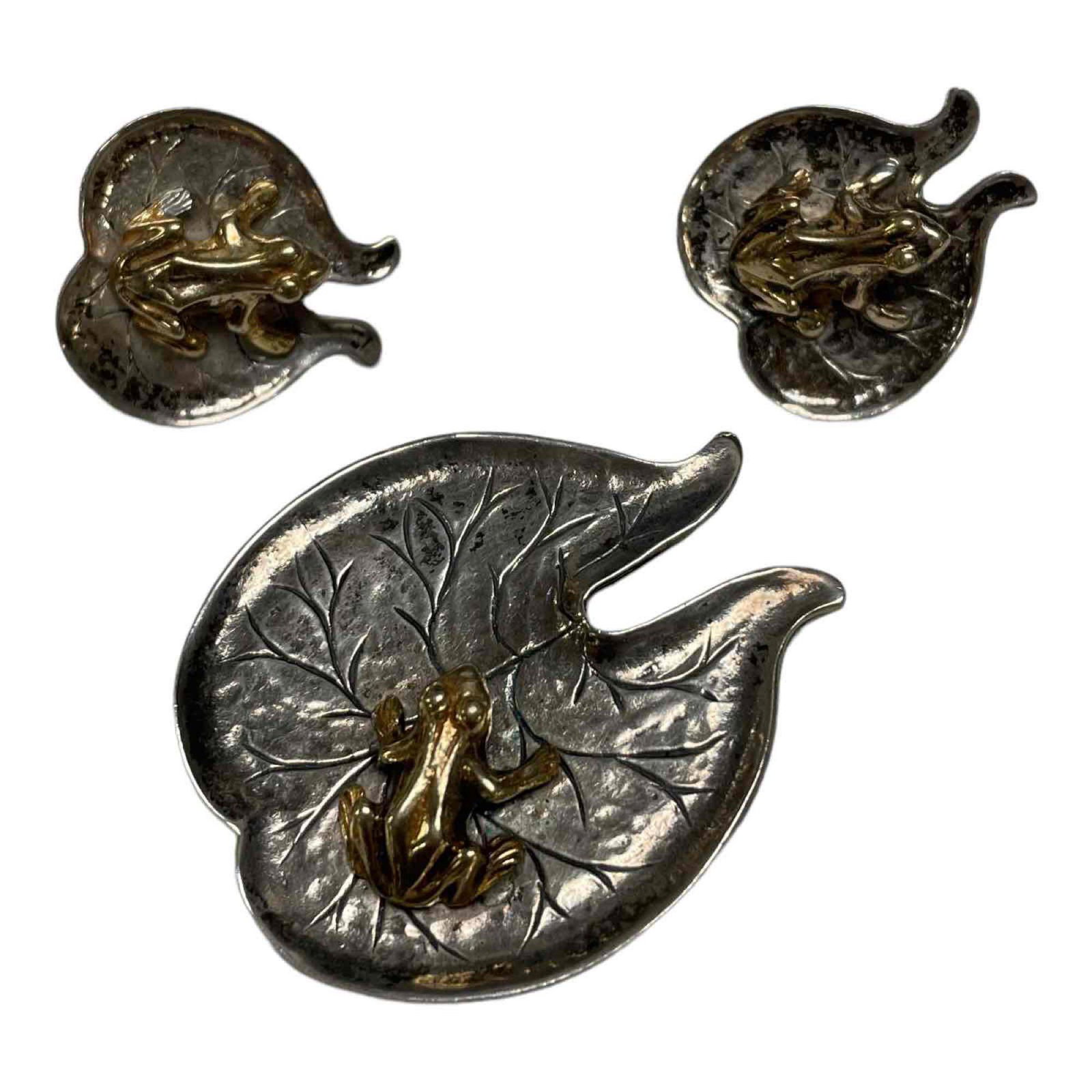 CINI Sterling Silver Frogs on Lily Pad 3pc Jewelry Set (1 of 10)