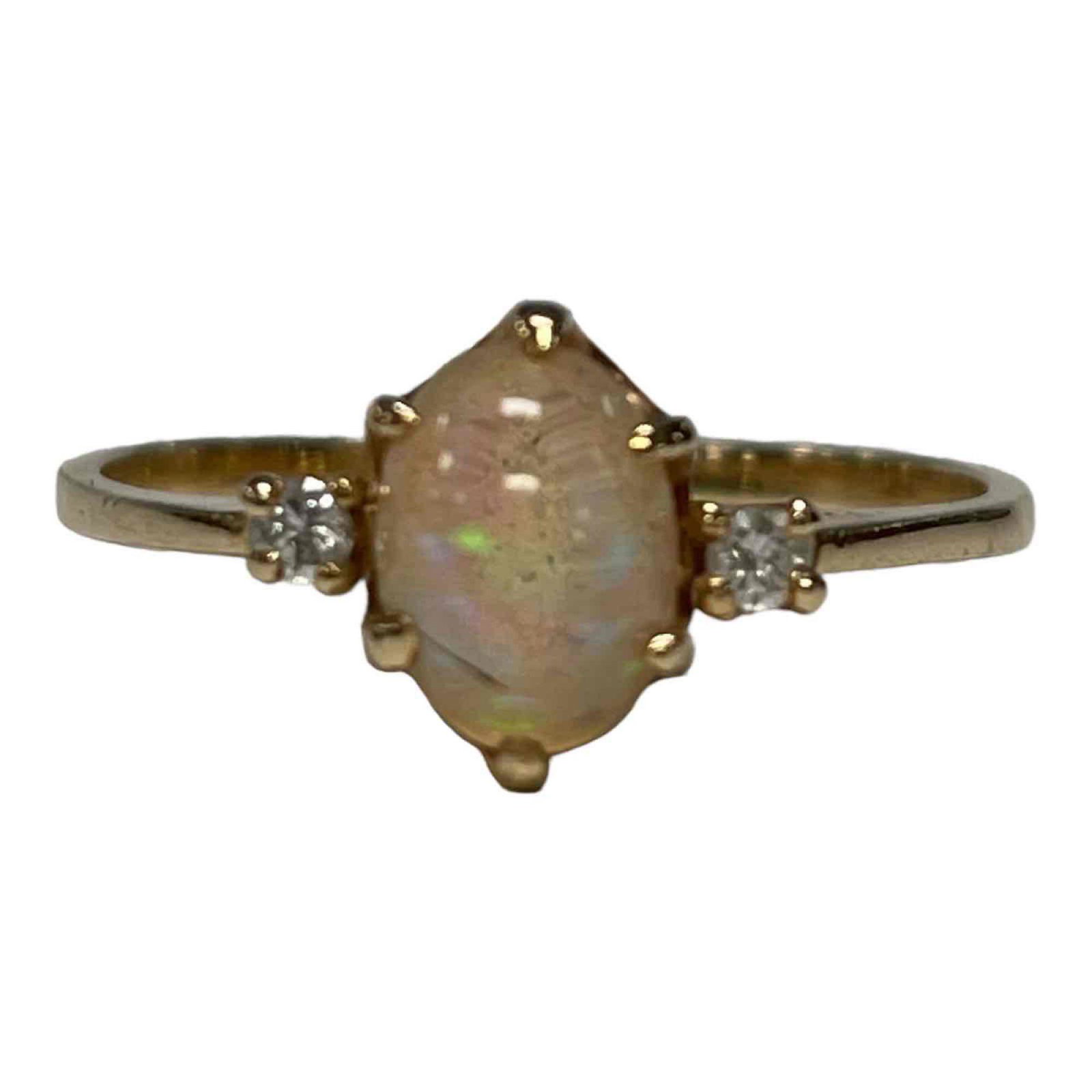 14k Yellow Gold Opal Ring w Small Diamonds Ring (1 of 8)