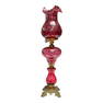 L.G. Wright with Fenton Cranberry Glass Column Banquet Lamp