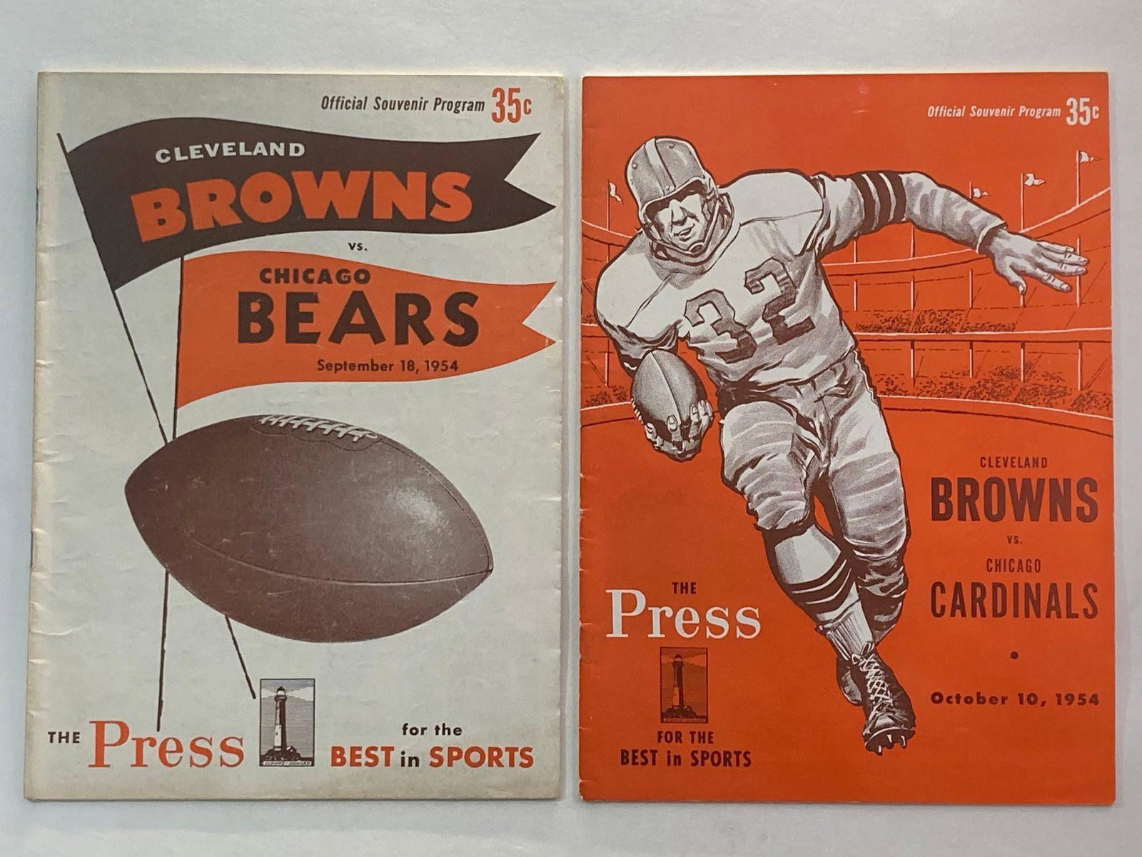 (2) Programs from 1954 Cleveland Browns Home Games (1 of 10)