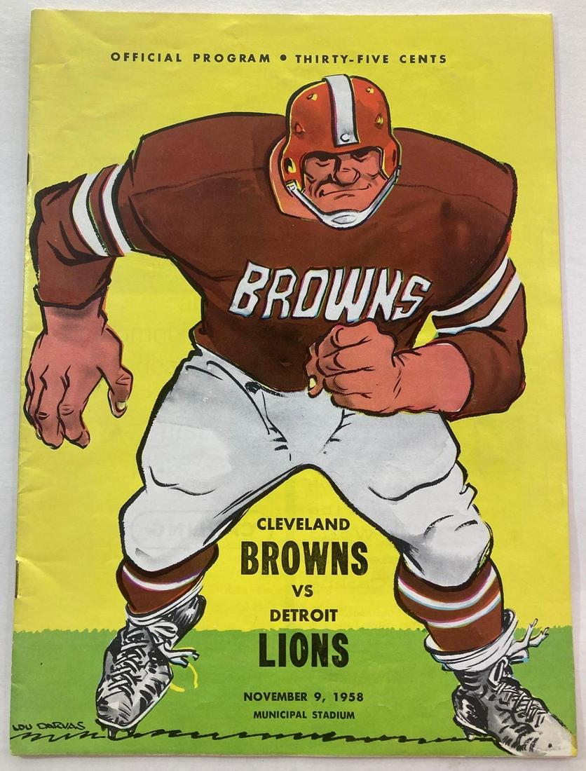 1958 Cleveland Browns vs Detroit Lions Program (1 of 10)