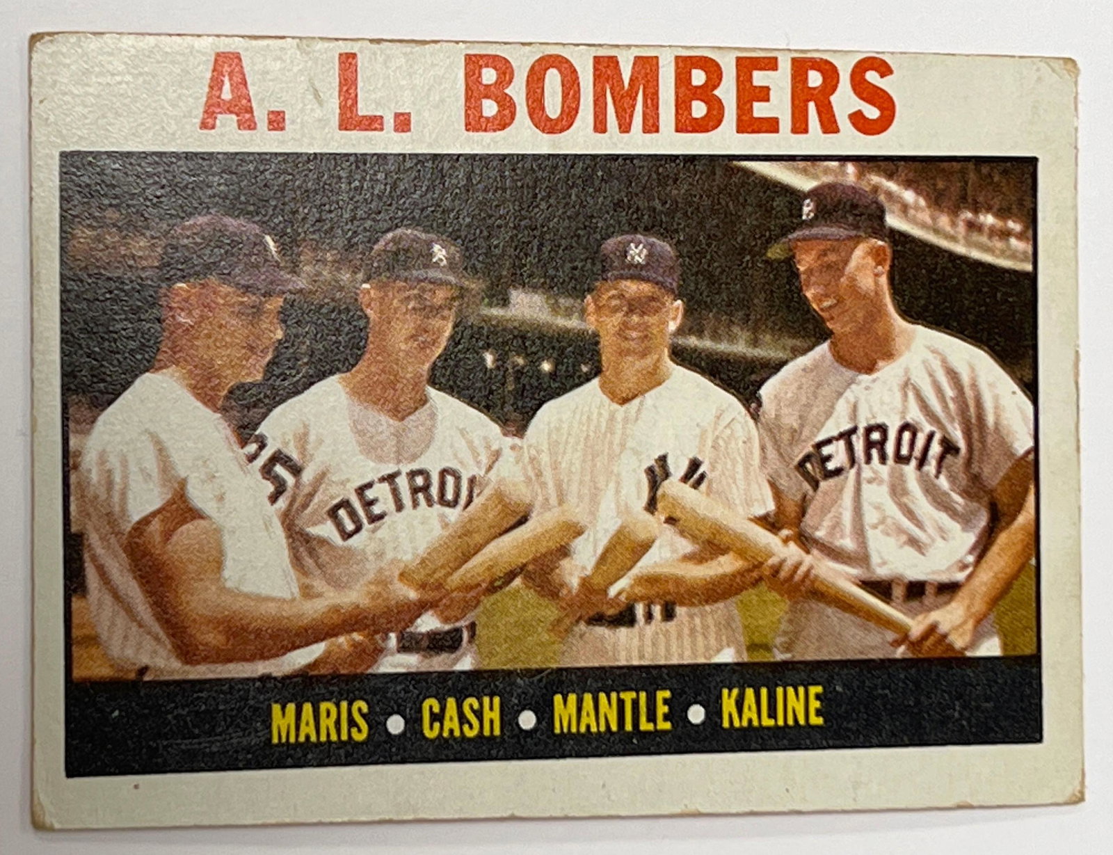 1964 Topps #331 AL Bombers Maris, Cash, Mantle, Kaline (1 of 6)