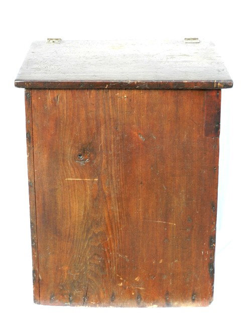 Early Primitive Meal bin - Grian Bin: With hinged lift top, country primitive construction, square nails and original. Approx 36" tall x 24". Ca 1840-1850