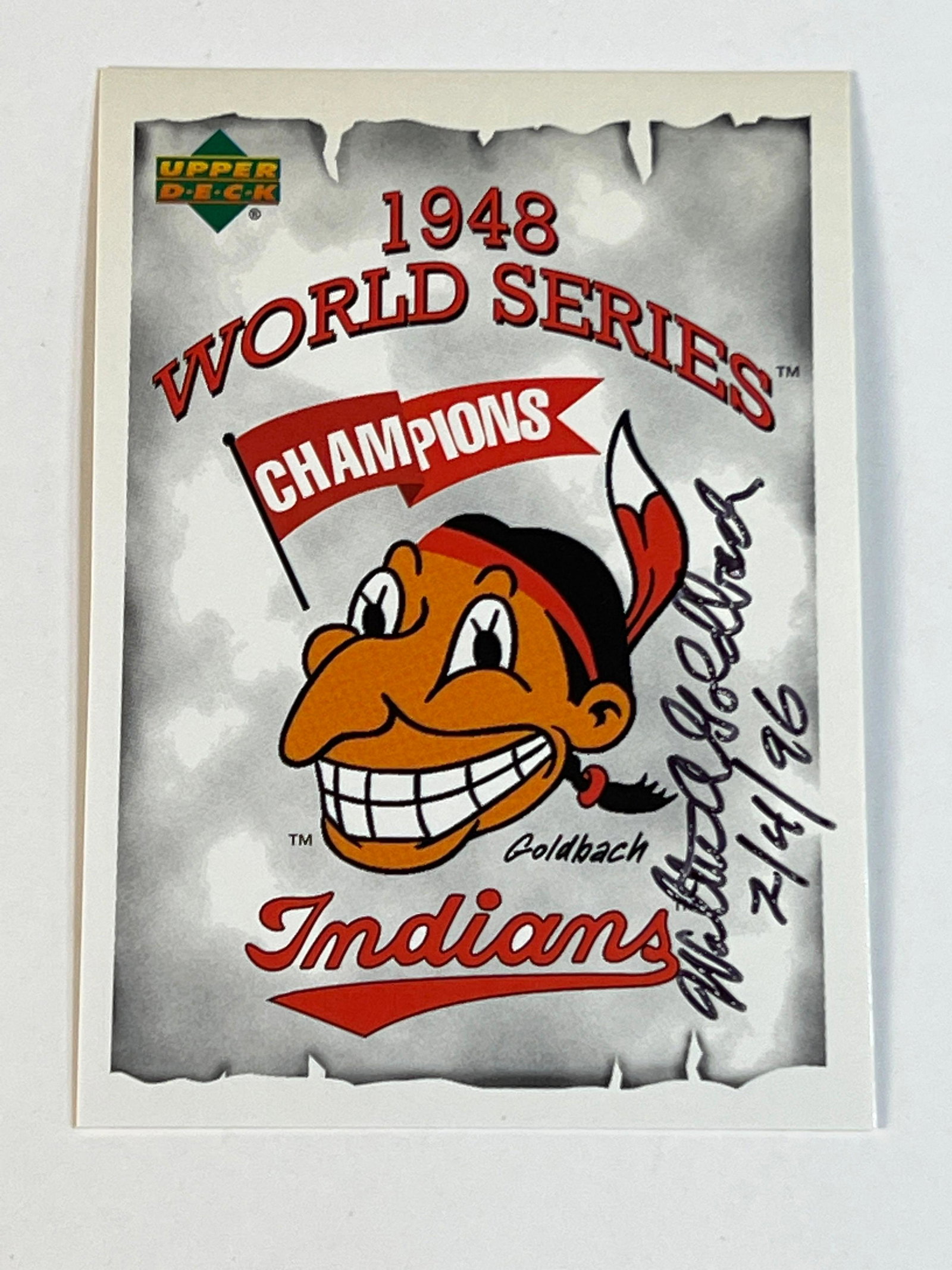 Chief Wahoo Upper Deck Card Auto Water Goldbach (1 of 5)