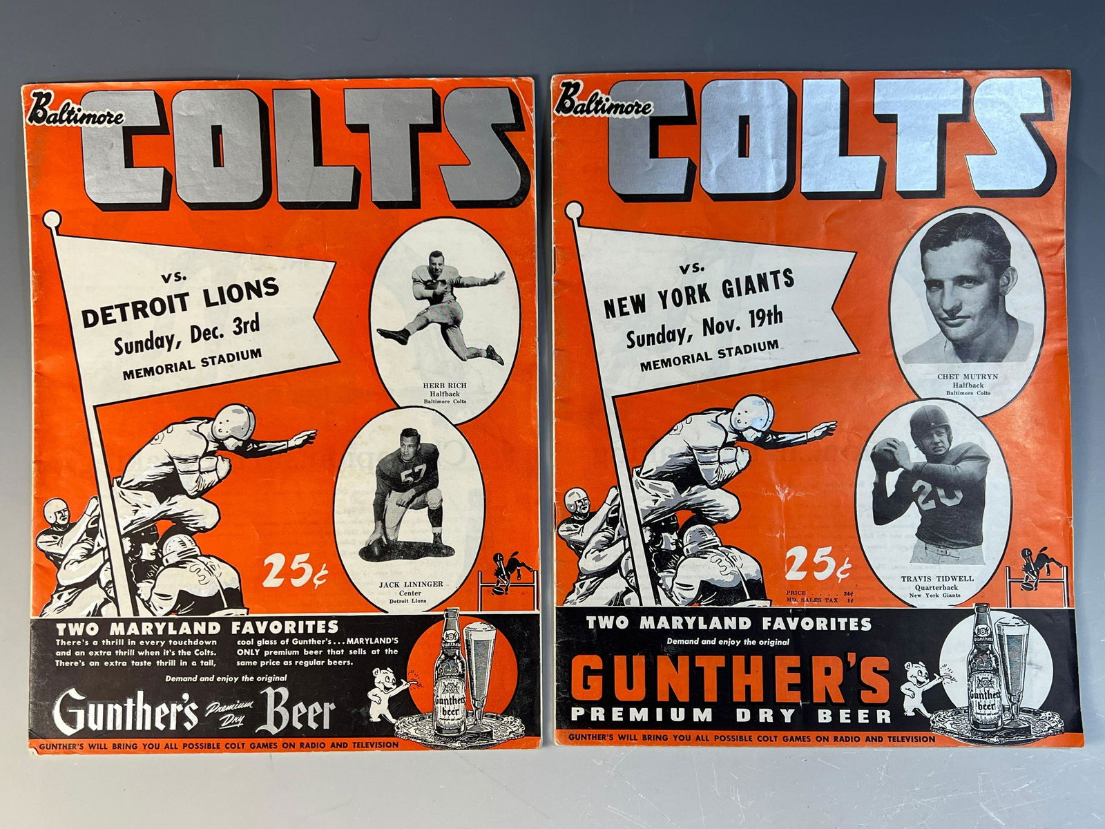 1950 Baltimore Colts Programs vs Giants and Lions (2) (1 of 5)