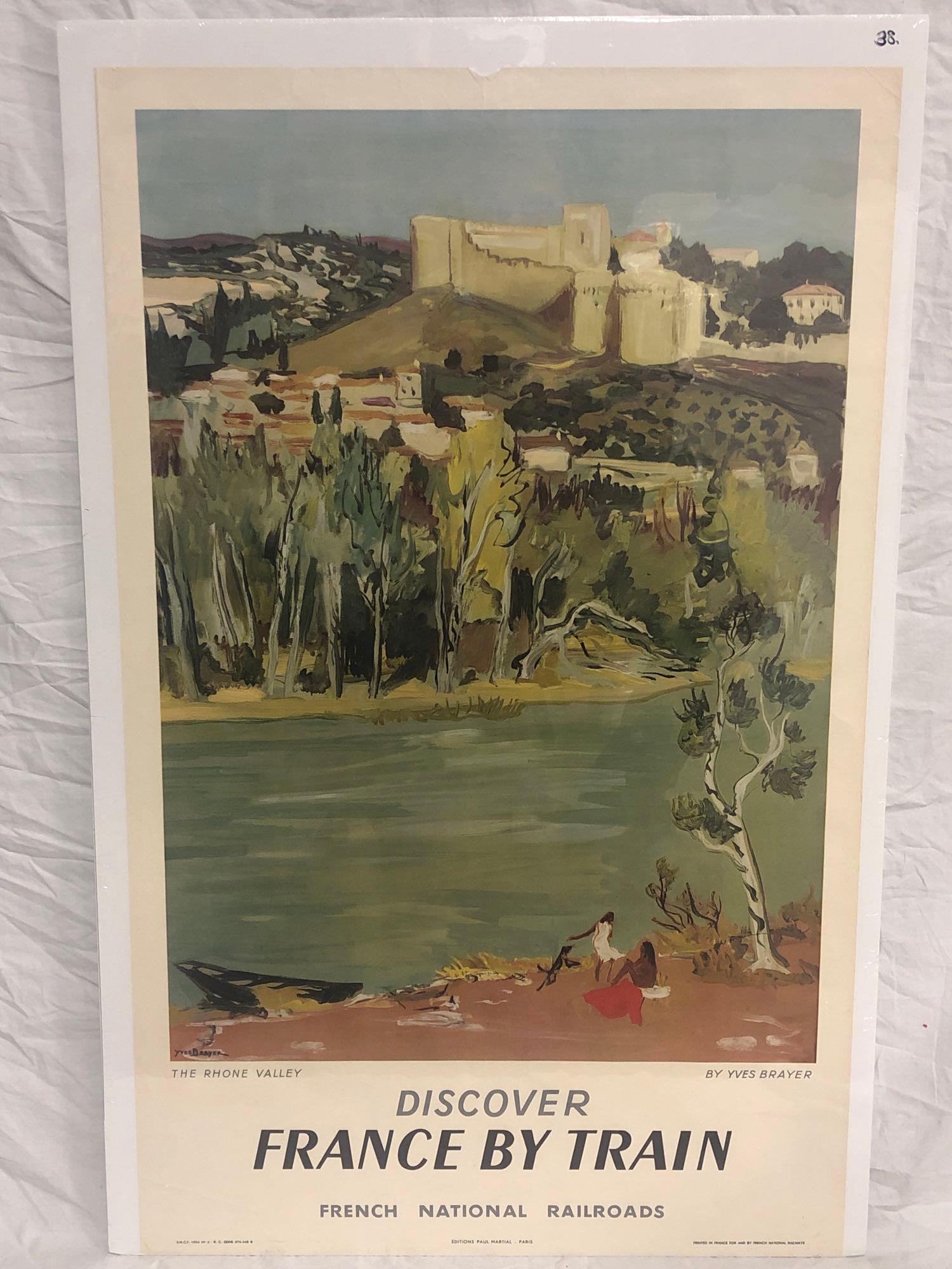 France - Discover by Train travel poster: 1954, 24x39, Yves Brayer art, A condition